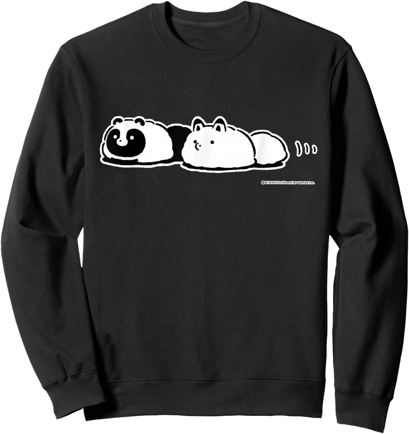 Tanuki to Kitsune (Raccoon dog & Fox) (Wriggling) Sweatshirt - Sweatshirt | Black
