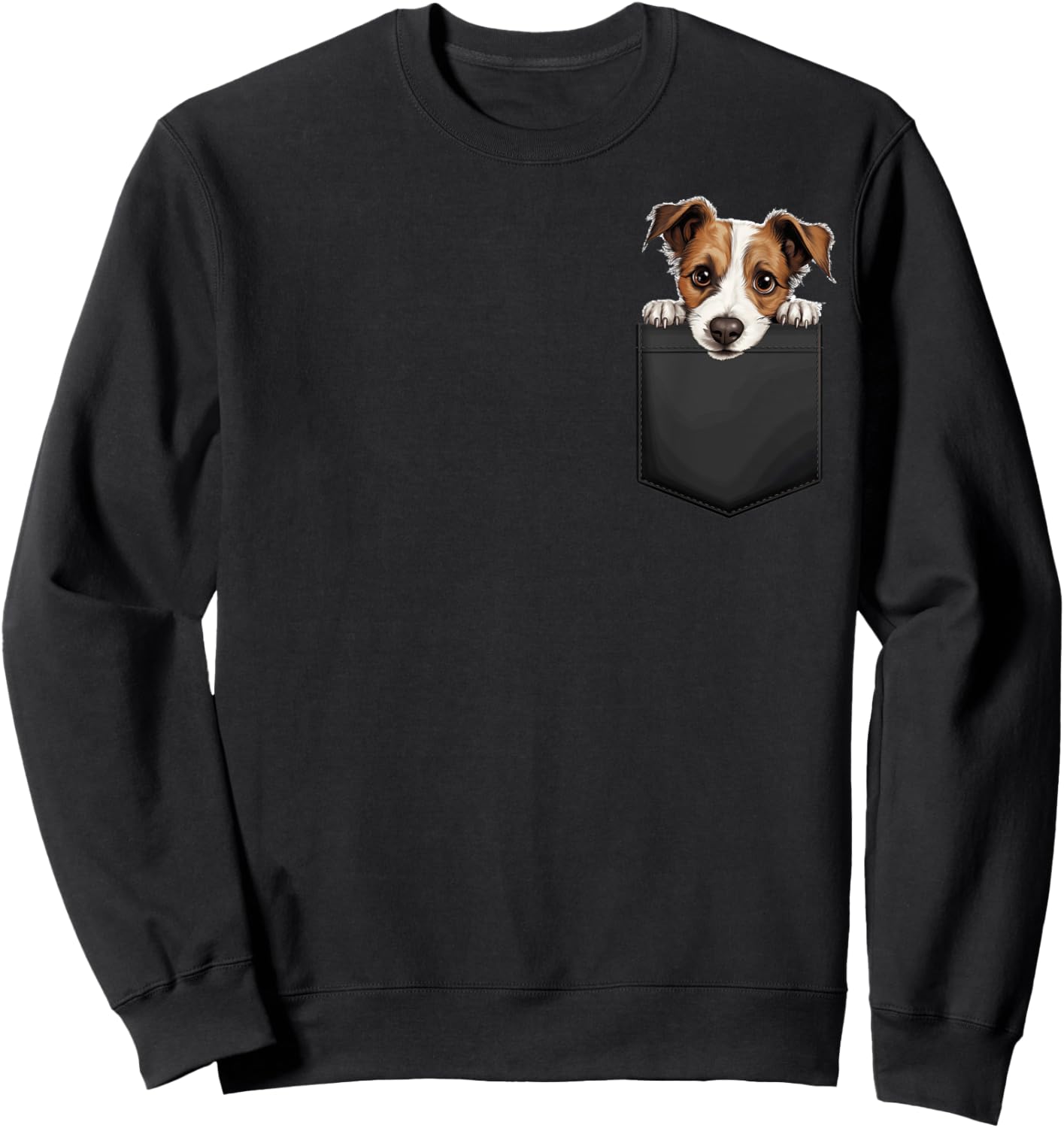 Funny Jack Russell Terrier Puppy Dog In Pocket Cute Pet Love Men Women Girls Kids Sweatshirt - Sweatshirt | Black