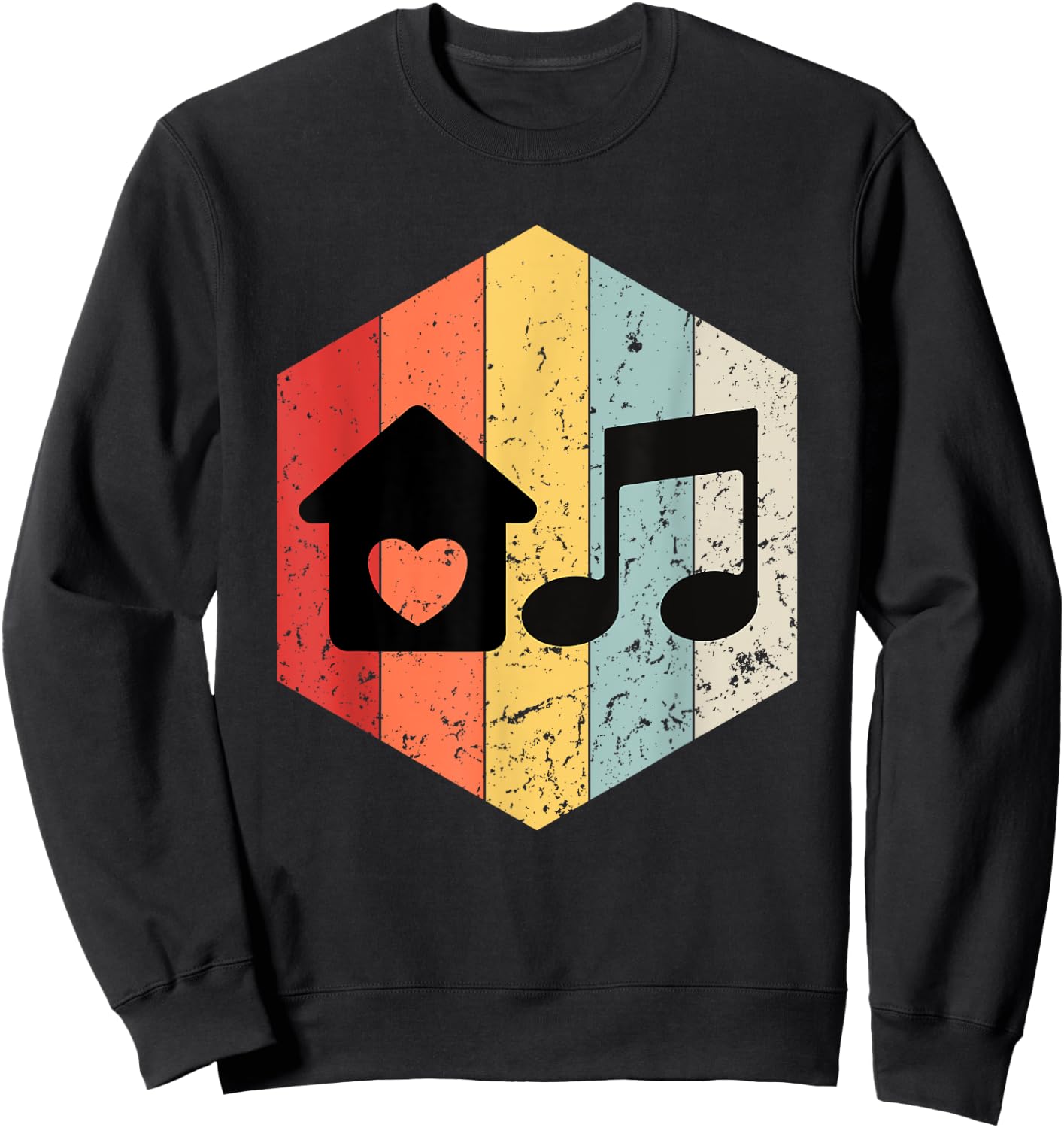 Retro House Music Vintage Graphic Boys Women Kids Sweatshirt - Sweatshirt | Black