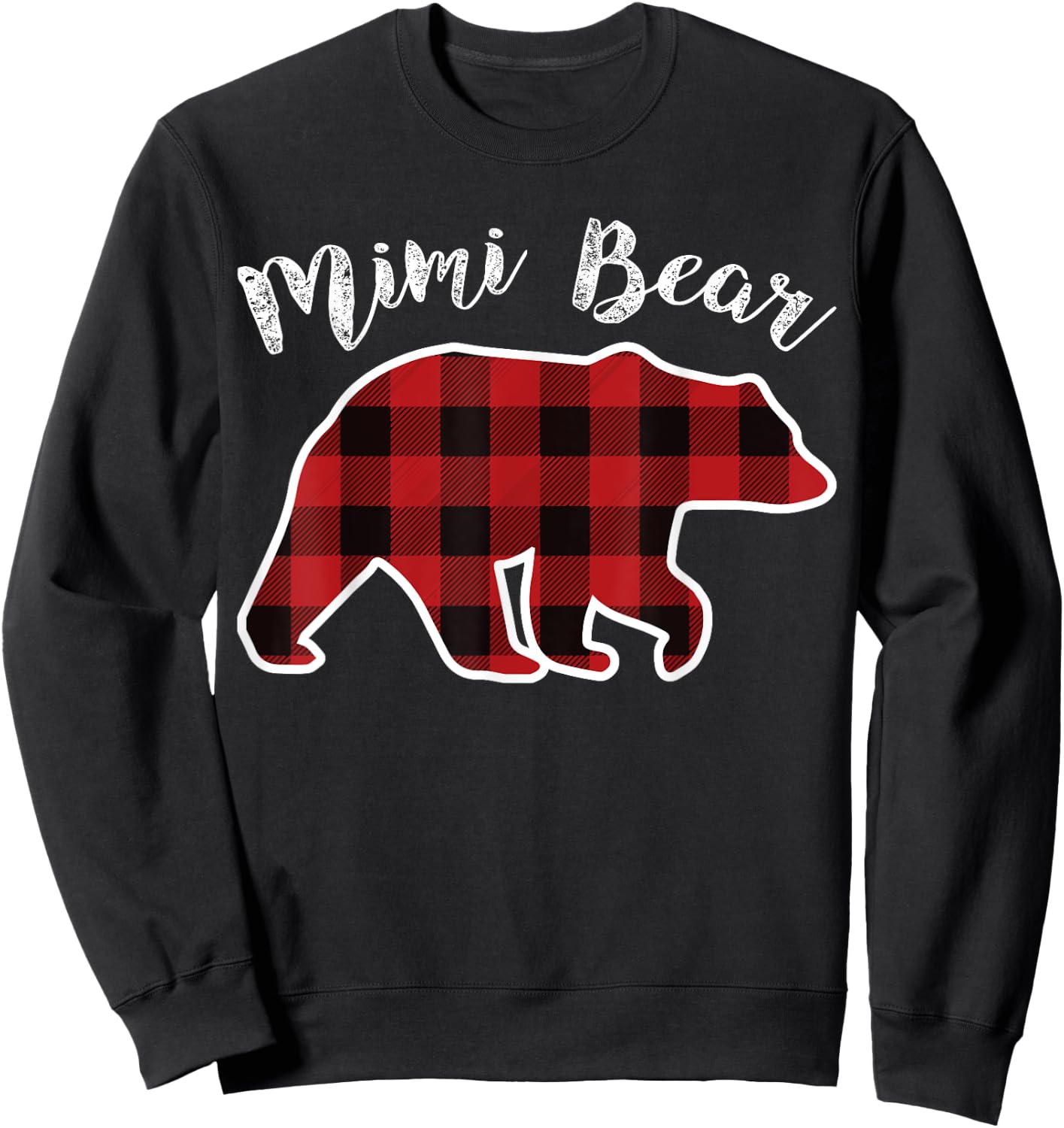 MIMI BEAR | Women Red Plaid Christmas Pajama Gift Sweatshirt - Sweatshirt | Black
