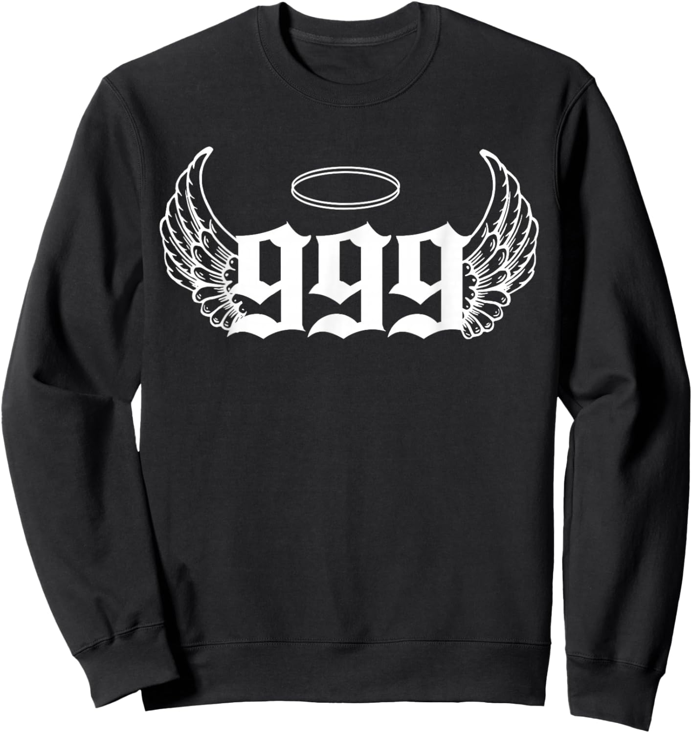Urban Empyre 999 Angel Number - Adults, Black, Small, Short Sleeve, Modern, Astrology Theme with '999 Angel Number' Letter Print Sweatshirt - Sweatshirt | Black
