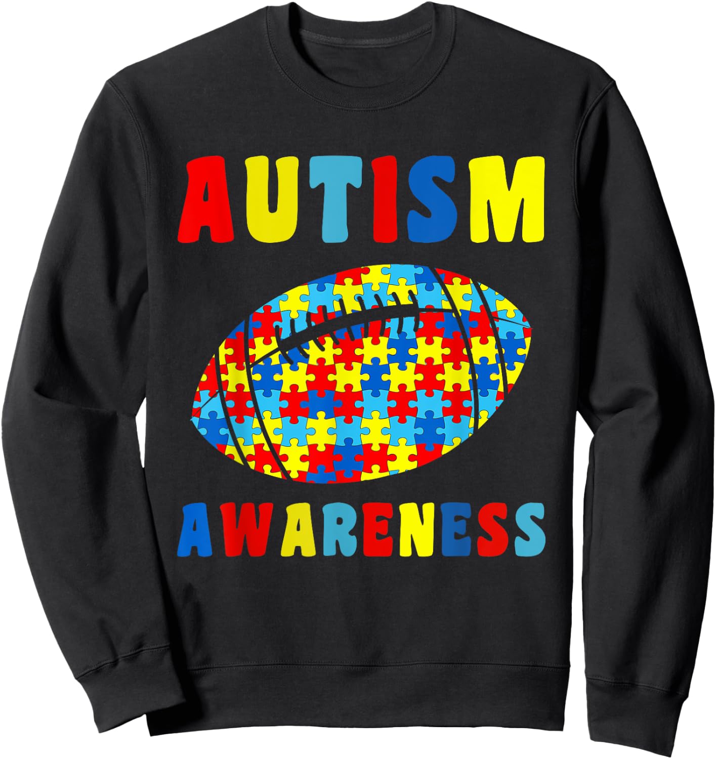 Love Football Puzzles Autism Awareness Kids Boys Girls Sweatshirt - Sweatshirt | Black