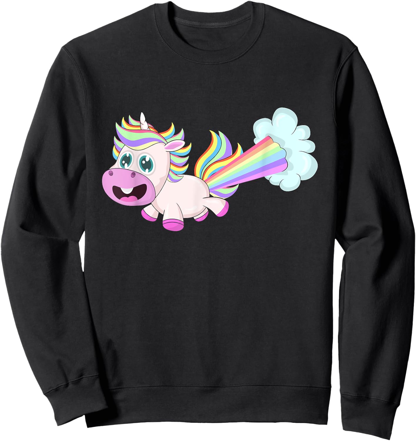 Unicorn Farting a Rainbow Sweatshirt - Sweatshirt | Black