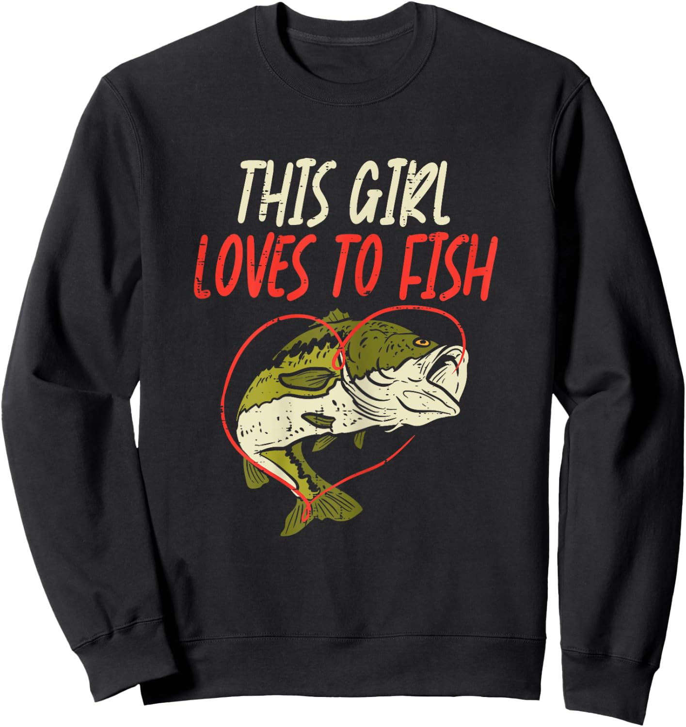 This Girl Loves To Fish Bass Fishing Family Matching Gift Sweatshirt - Sweatshirt | Black