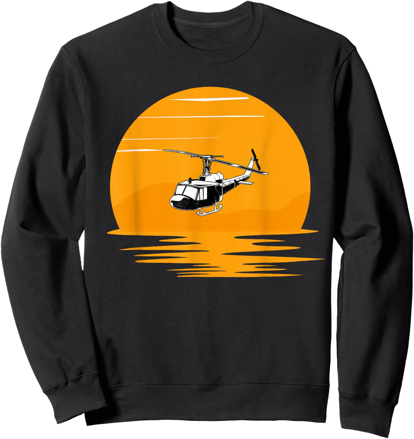 Sunset UH-1 Huey Helicopter Lover Gift Pilot Women Men Sweatshirt - Sweatshirt | Black