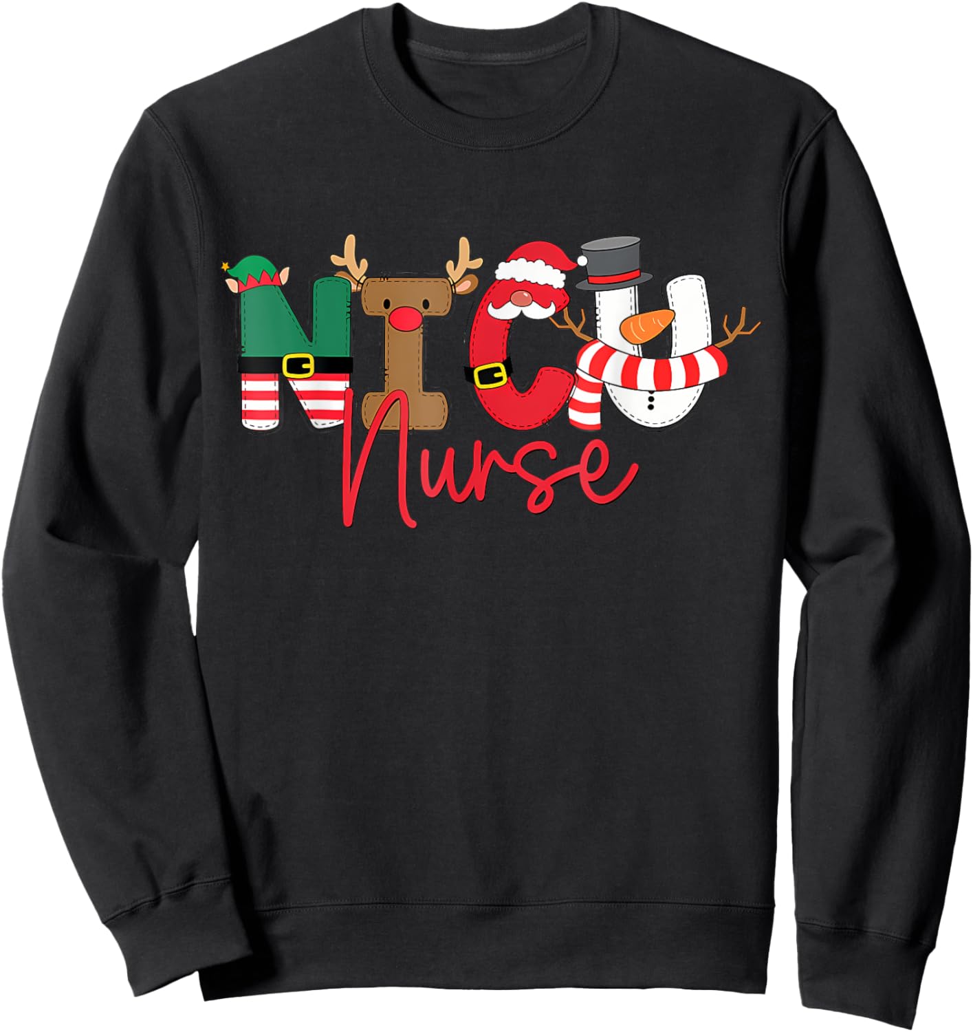 NICU Christmas Shirt NICU Nurse Xmas Party NICU Nursing Sweatshirt - Sweatshirt | Black
