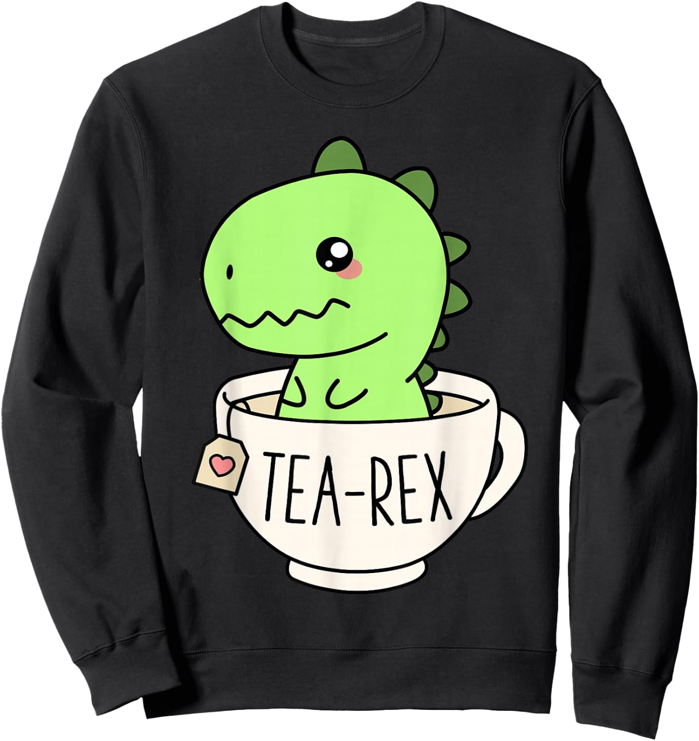 Tea-Rex Cute T-Rex Dinosaur Kawaii Funny Dino Pun Sweatshirt - Sweatshirt | Black
