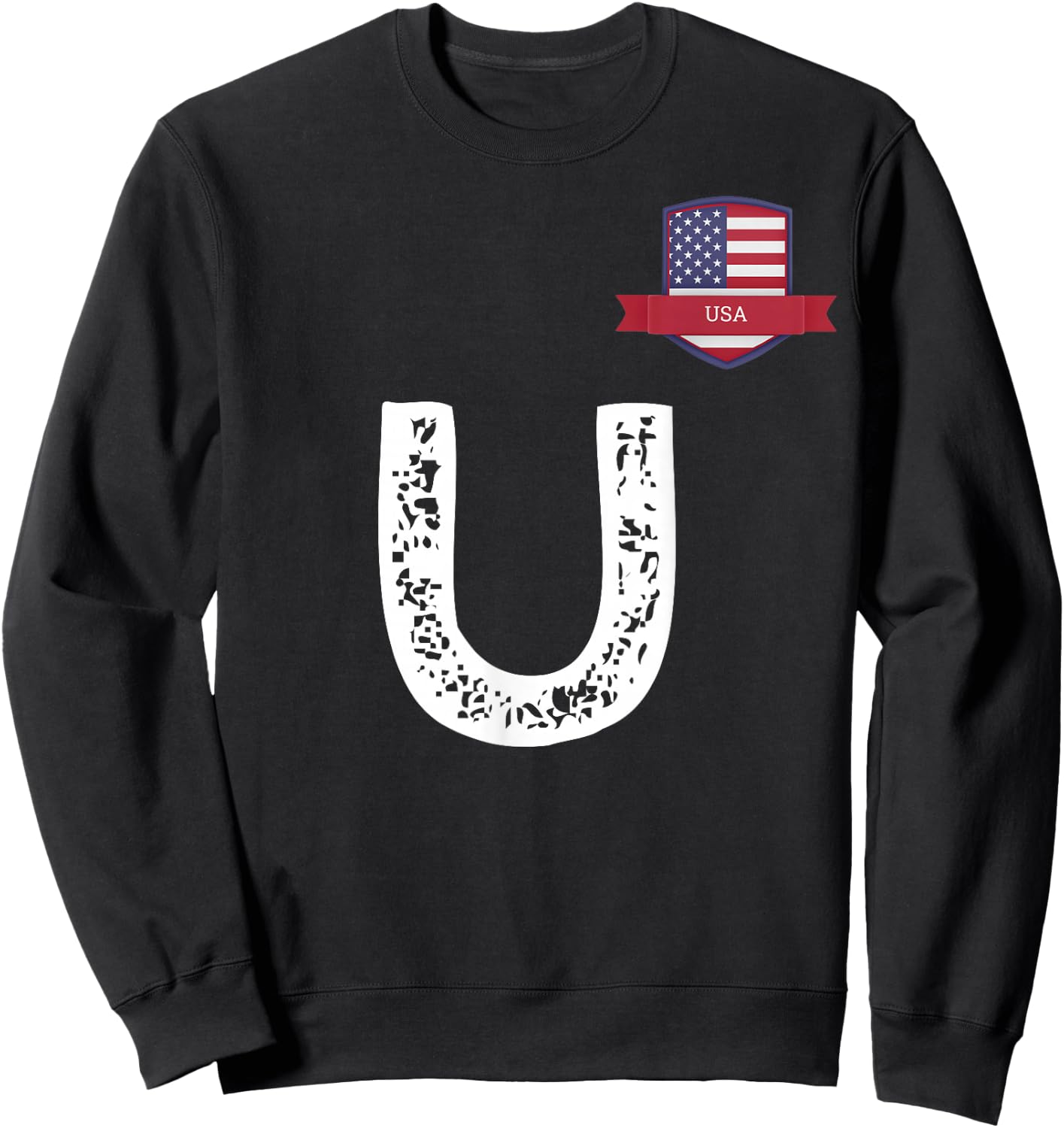 USA Human-Flag Letter U American USA Sweatshirt - Sweatshirt | Black