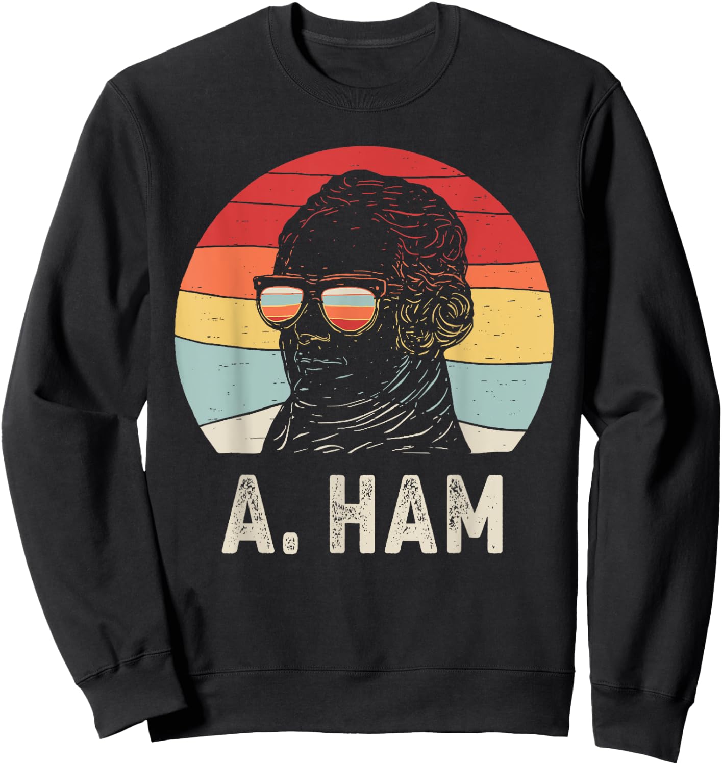 Vintage Retro Hamilton Wearing Sunglasses Sweatshirt - Sweatshirt | Black