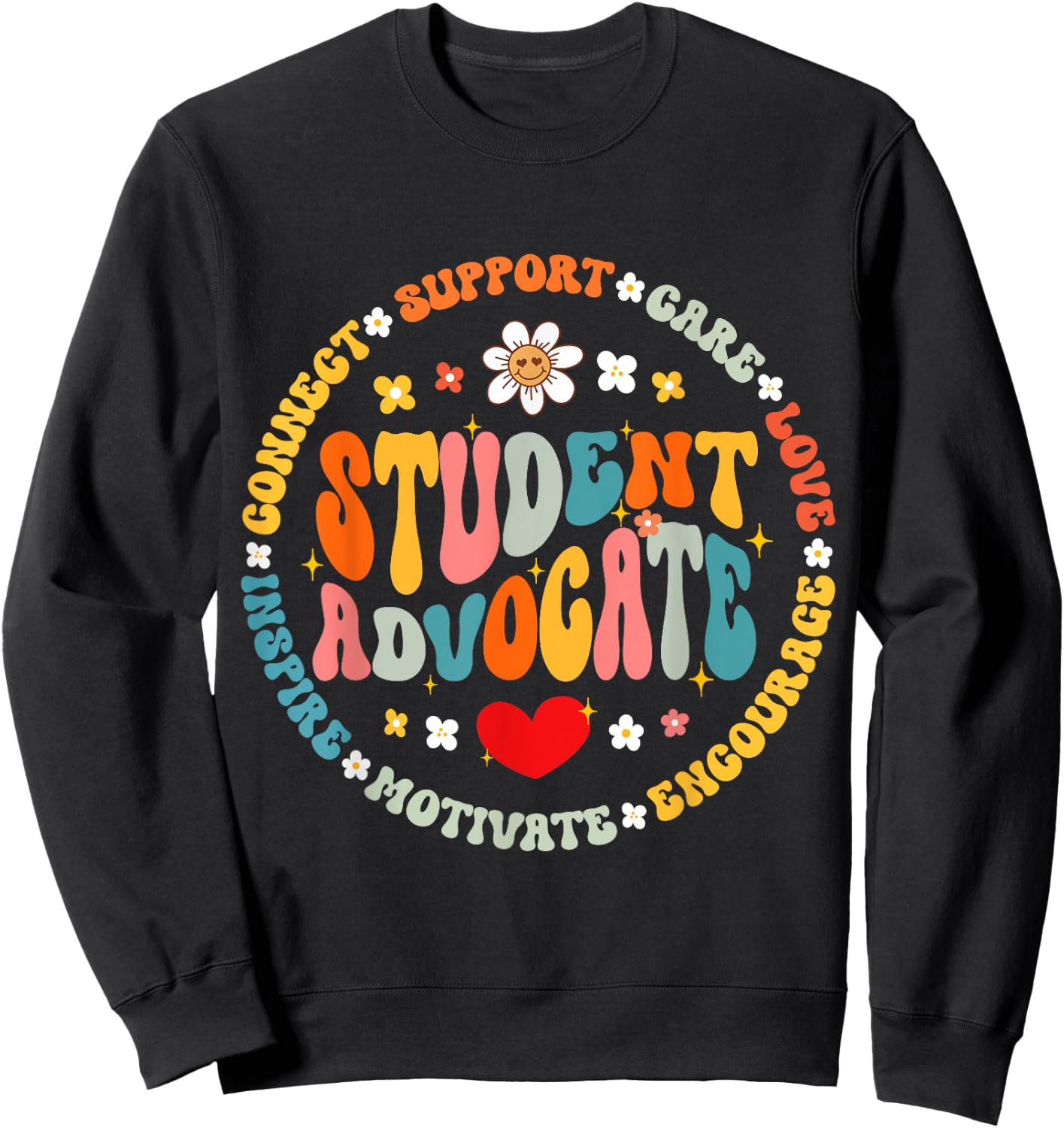 Groovy Student Advocate Appreciation Back to School Sweatshirt - Sweatshirt | Black