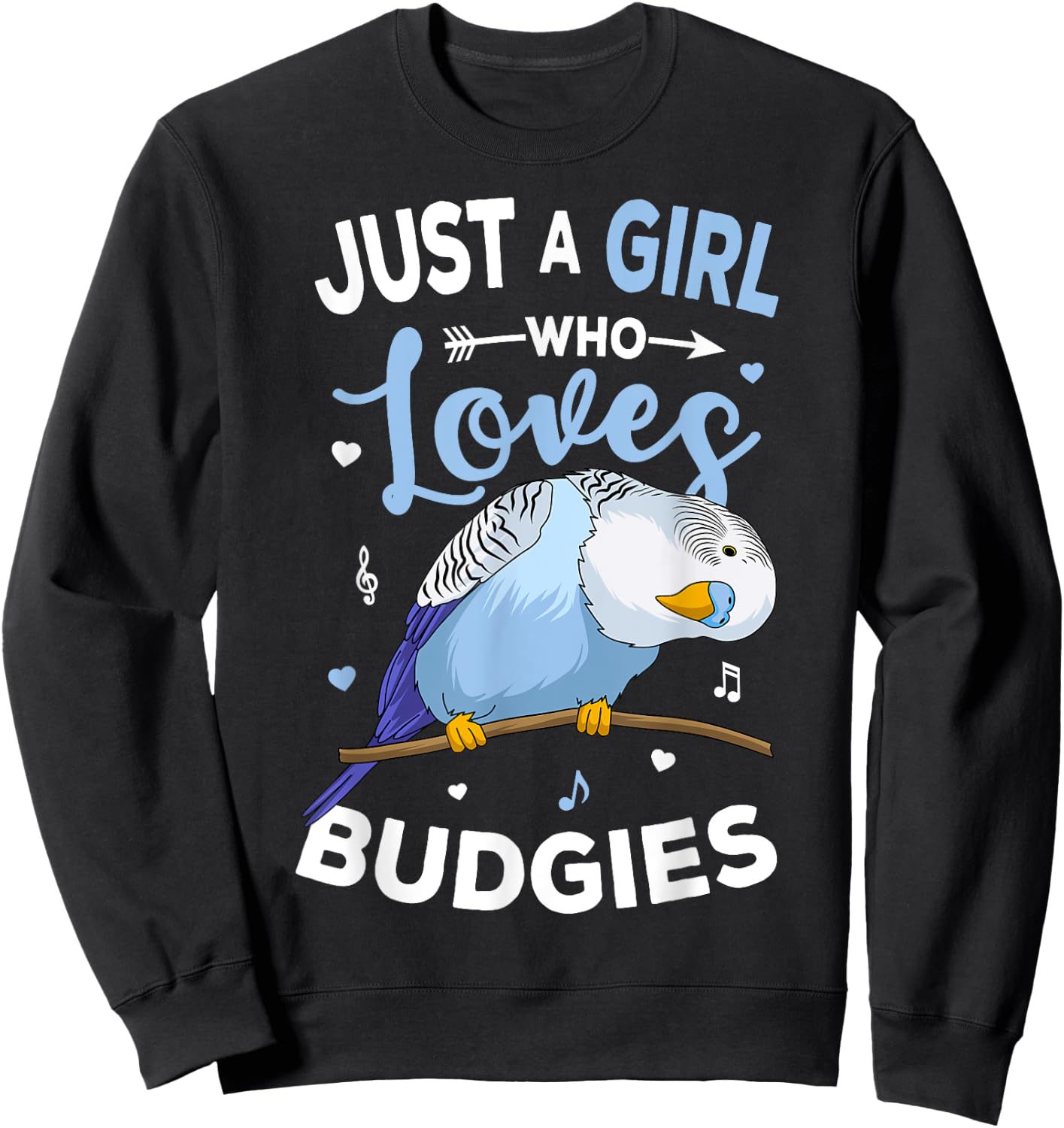 Just A Girl Who Loves Budgies Blue Parakeet Budgerigar Girls Sweatshirt - Sweatshirt | Black