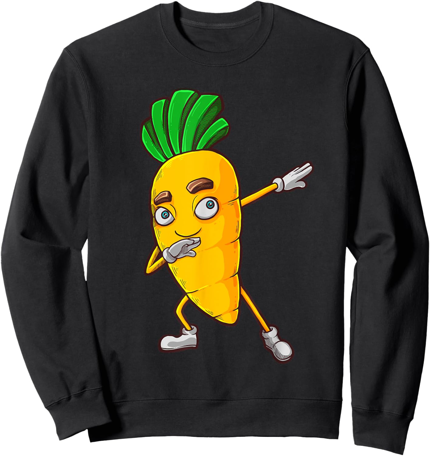 Funny Dabbing Carrot Gift | Cute Vegetable Lover Men Women Sweatshirt - Sweatshirt | Black