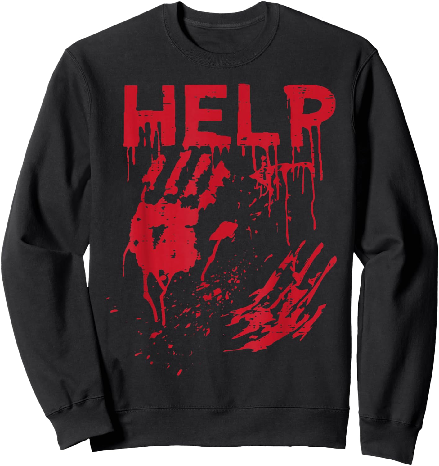 Halloween Help Blood Hands Funny Zombie Costume Men Women Sweatshirt - Sweatshirt | Black
