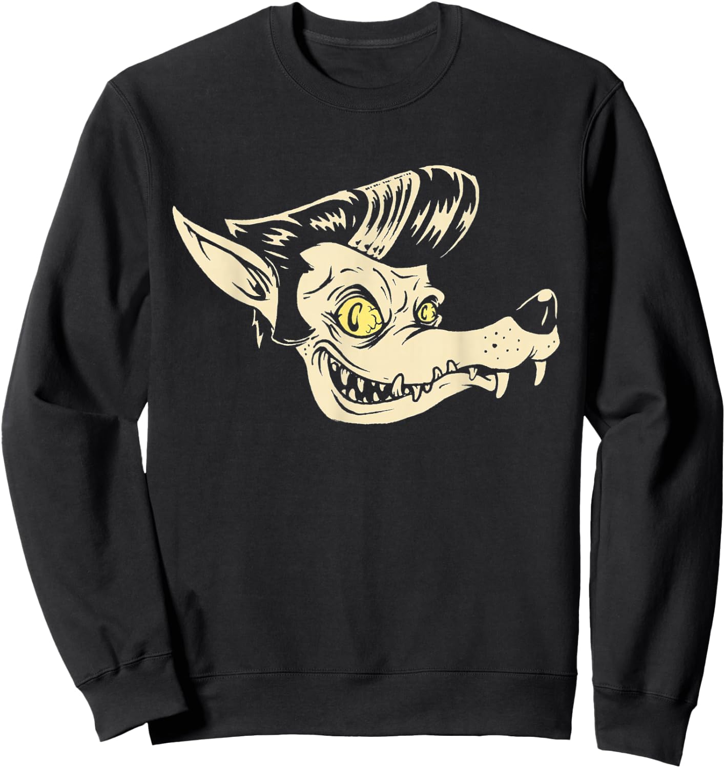 Horror Art - Rockabilly Wolf - Psychobilly Punk Art Sweatshirt - Sweatshirt | Black