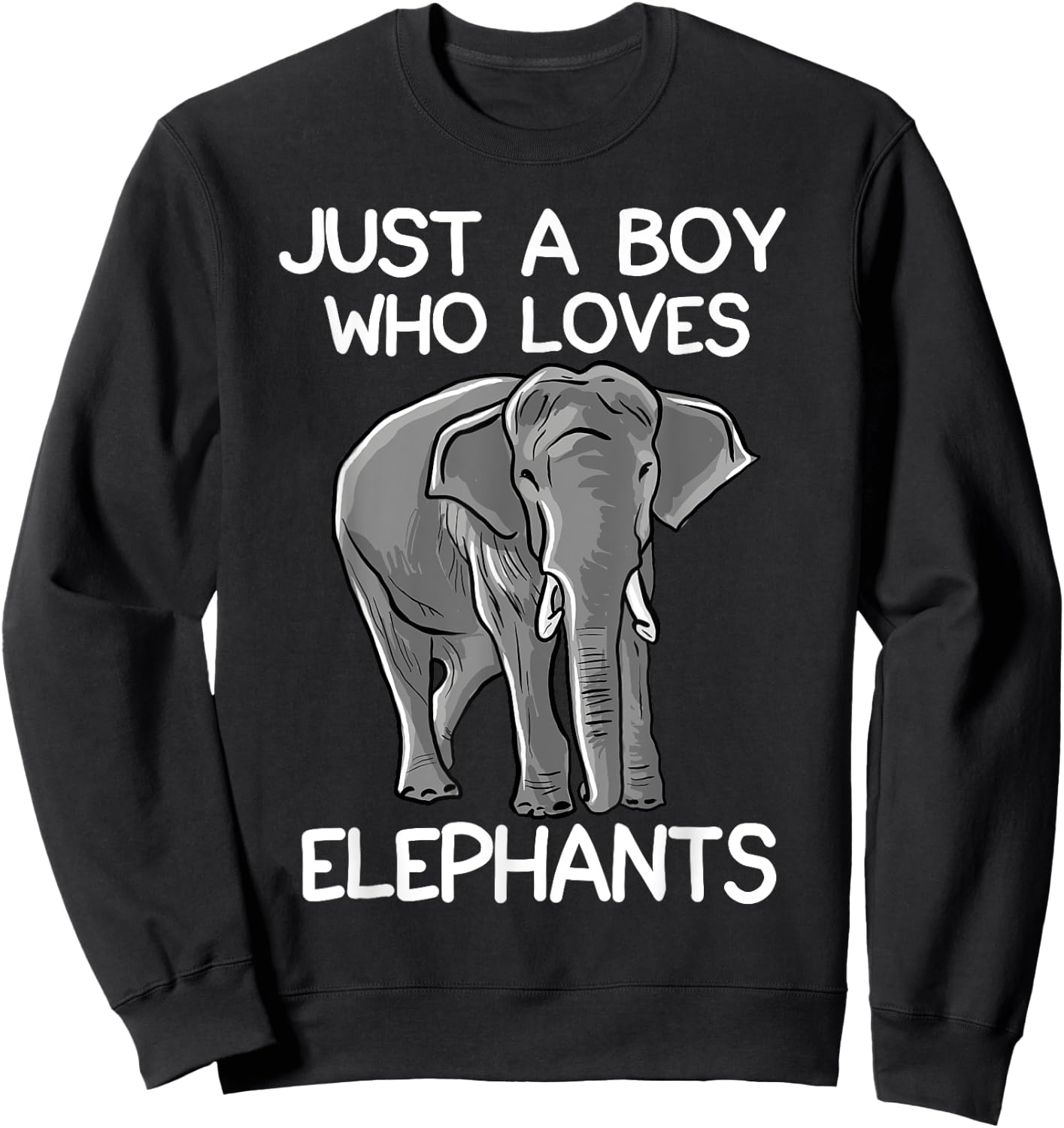 Just A Boy Who Loves Elephants Funny Elephant Lover Small Sweatshirt - Sweatshirt | Black