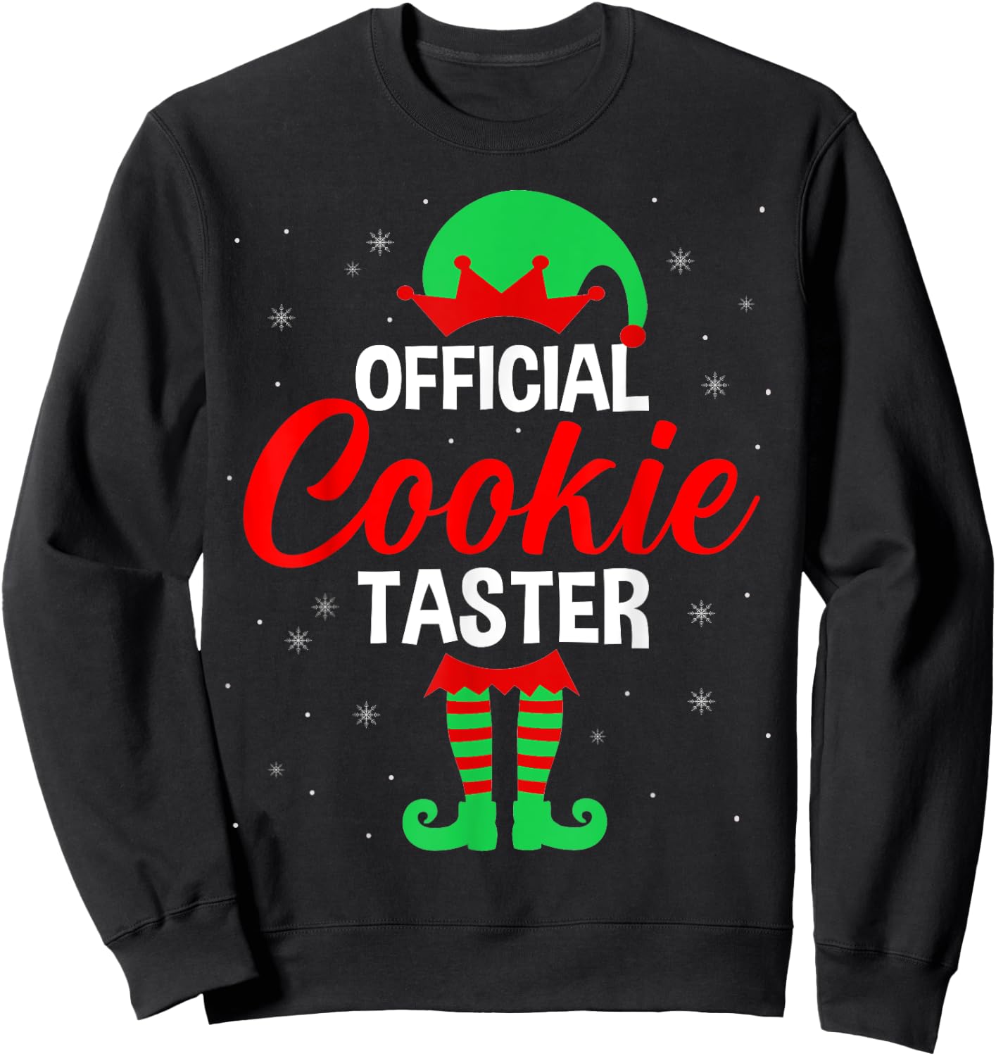 Official Cookie Taster Christmas Elf Lover Matching Family Sweatshirt - Sweatshirt | Black