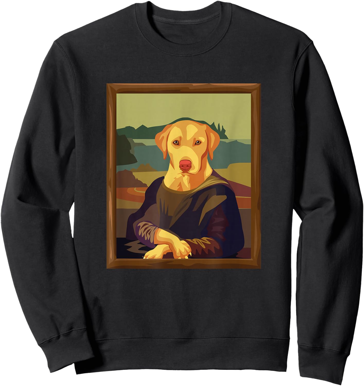 Funny Mona Lisa Yellow Lab Dog Art Parody Sweatshirt - Sweatshirt | Black