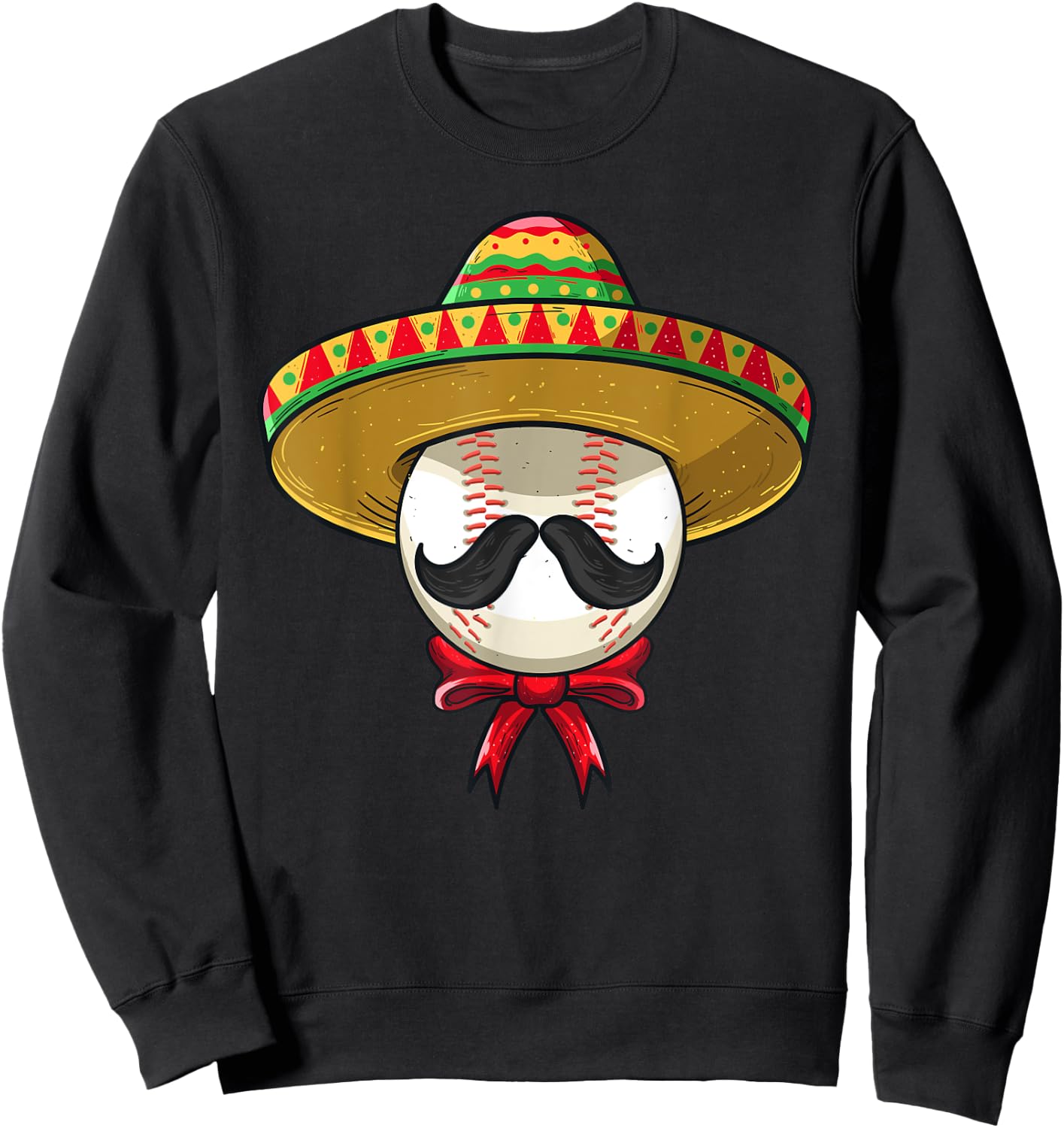 Cinco De Mayo | Baseball Mexican Sombrero Sweatshirt - Sweatshirt | Black