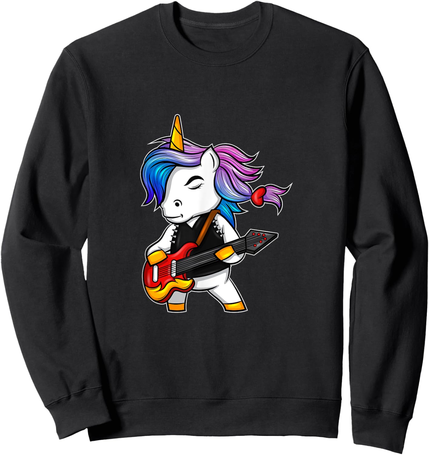 Cool rock and roll unicorn with guitar for rock fans Sweatshirt - Sweatshirt | Black