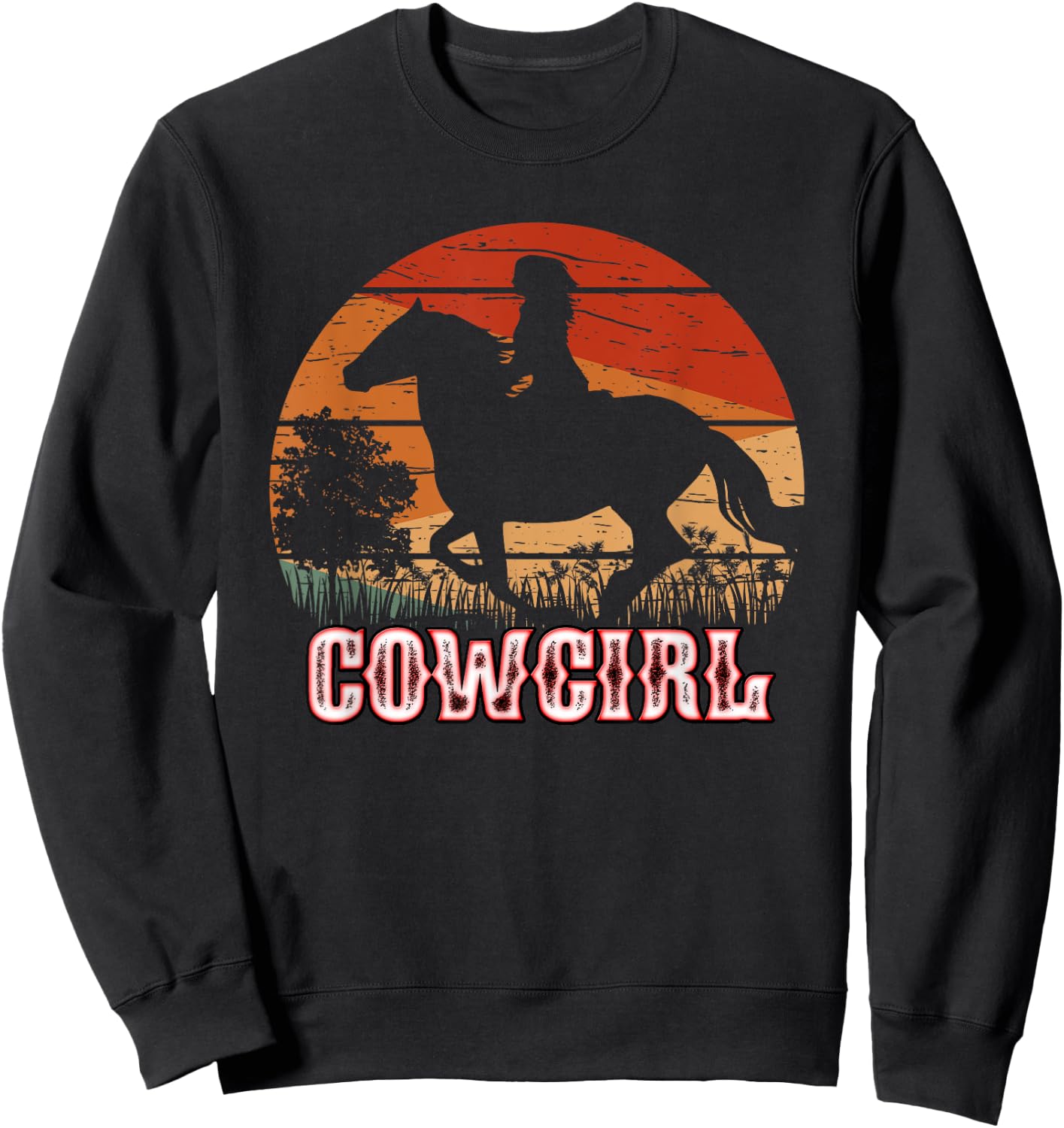 Cowgirl Girl Horse Riding Vintage Style Rodeo Texas Ranch Sweatshirt - Sweatshirt | Black