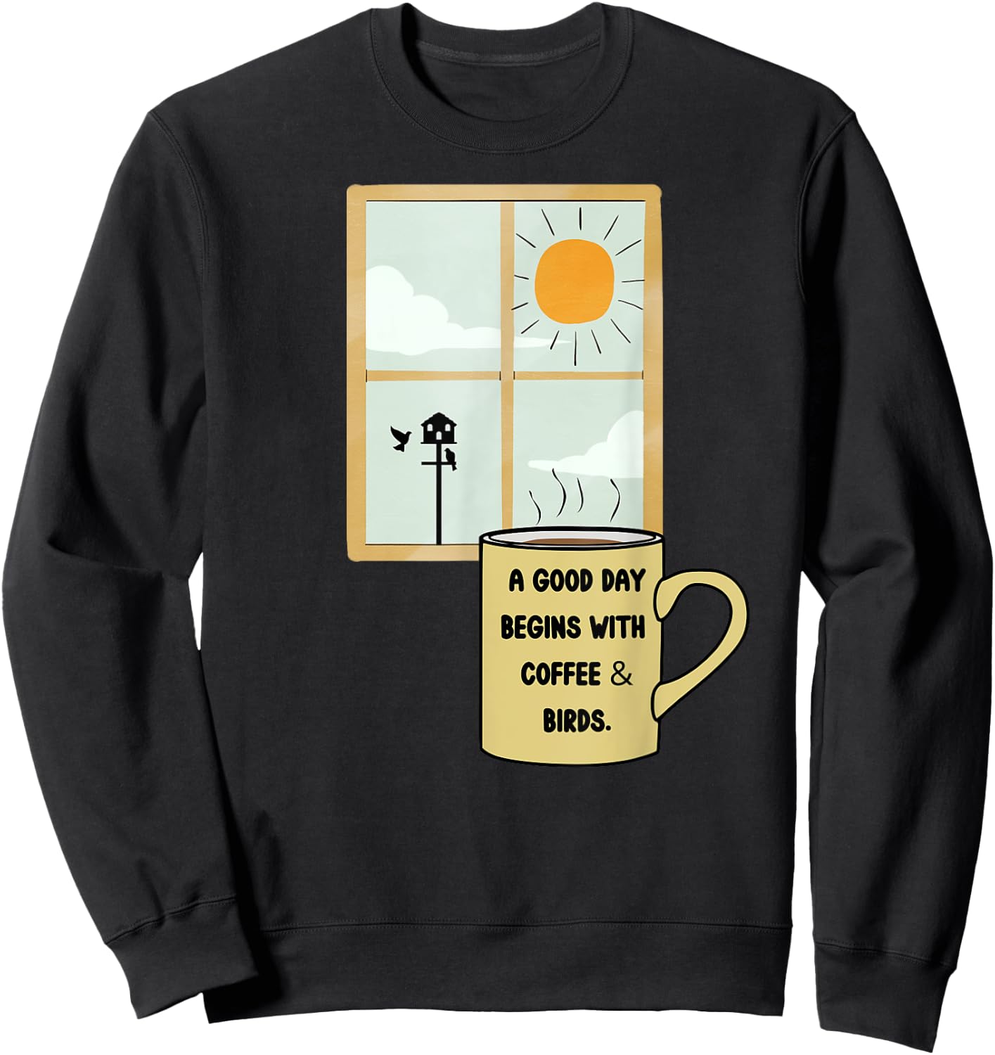 Coffee Drinker Bird Watcher Feeder Birds Nature Lover Gift Sweatshirt - Sweatshirt | Black