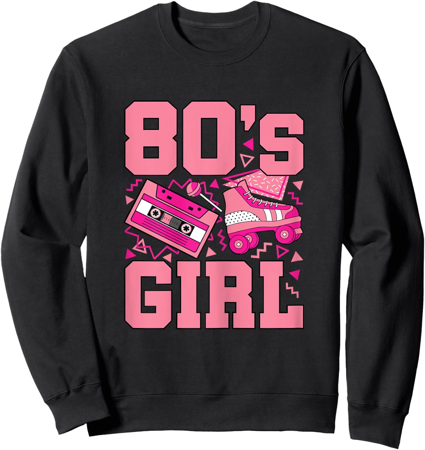 Funny 80's Girl 80s Outfit Retro Party Women Girls Kids Sweatshirt - Sweatshirt | Black