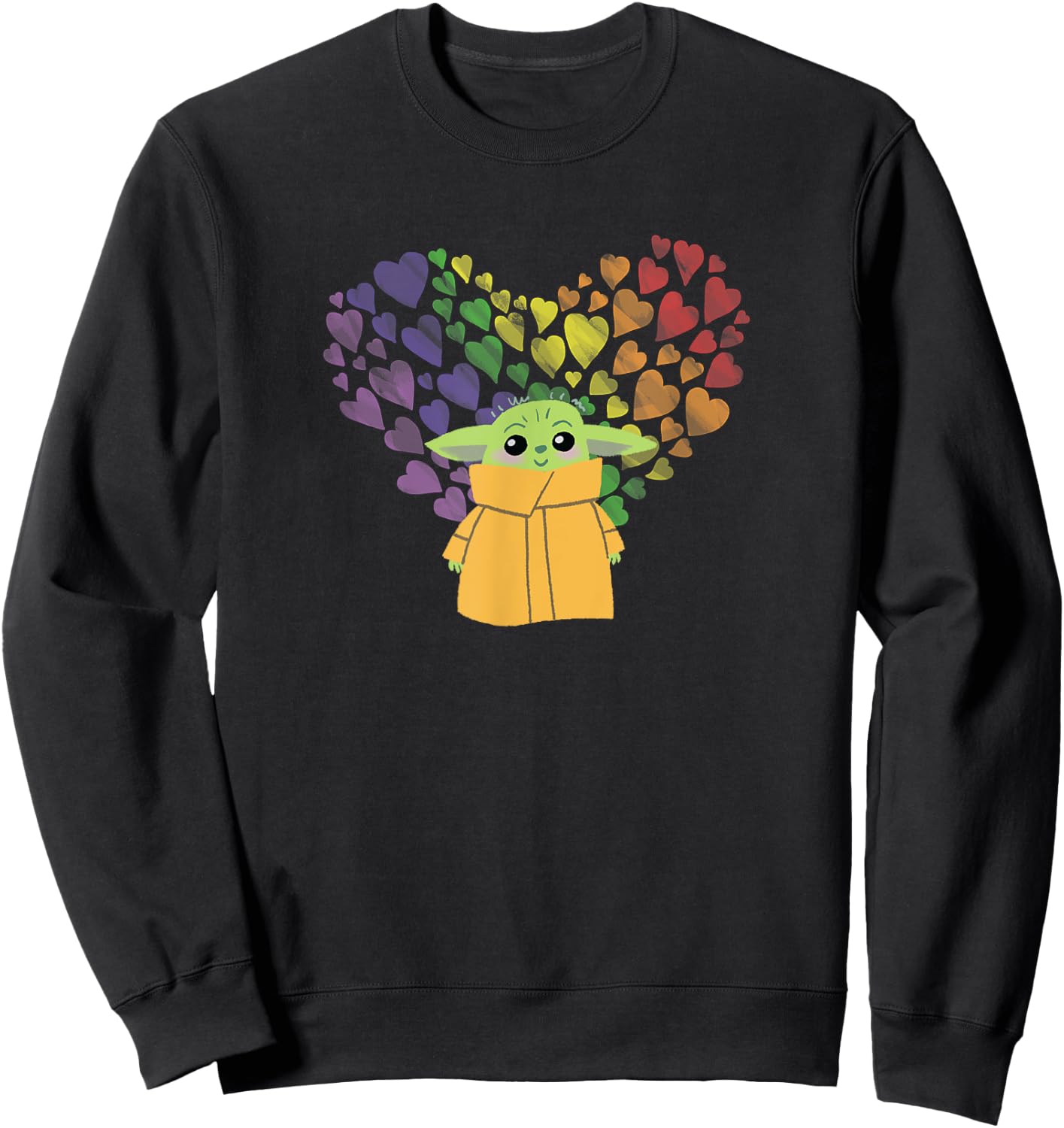 Star Wars The Mandalorian The Child Rainbow Hearts Sweatshirt - Sweatshirt | Black