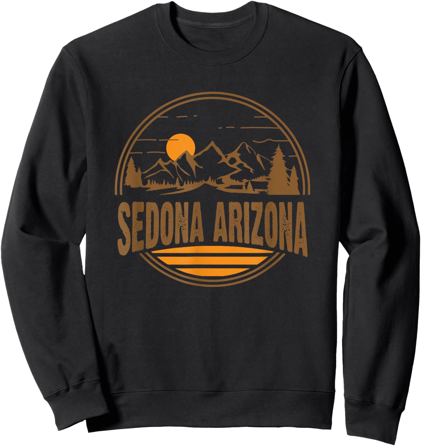 Vintage Sedona, Arizona Mountain Hiking Souvenir Print Sweatshirt - Sweatshirt | Black