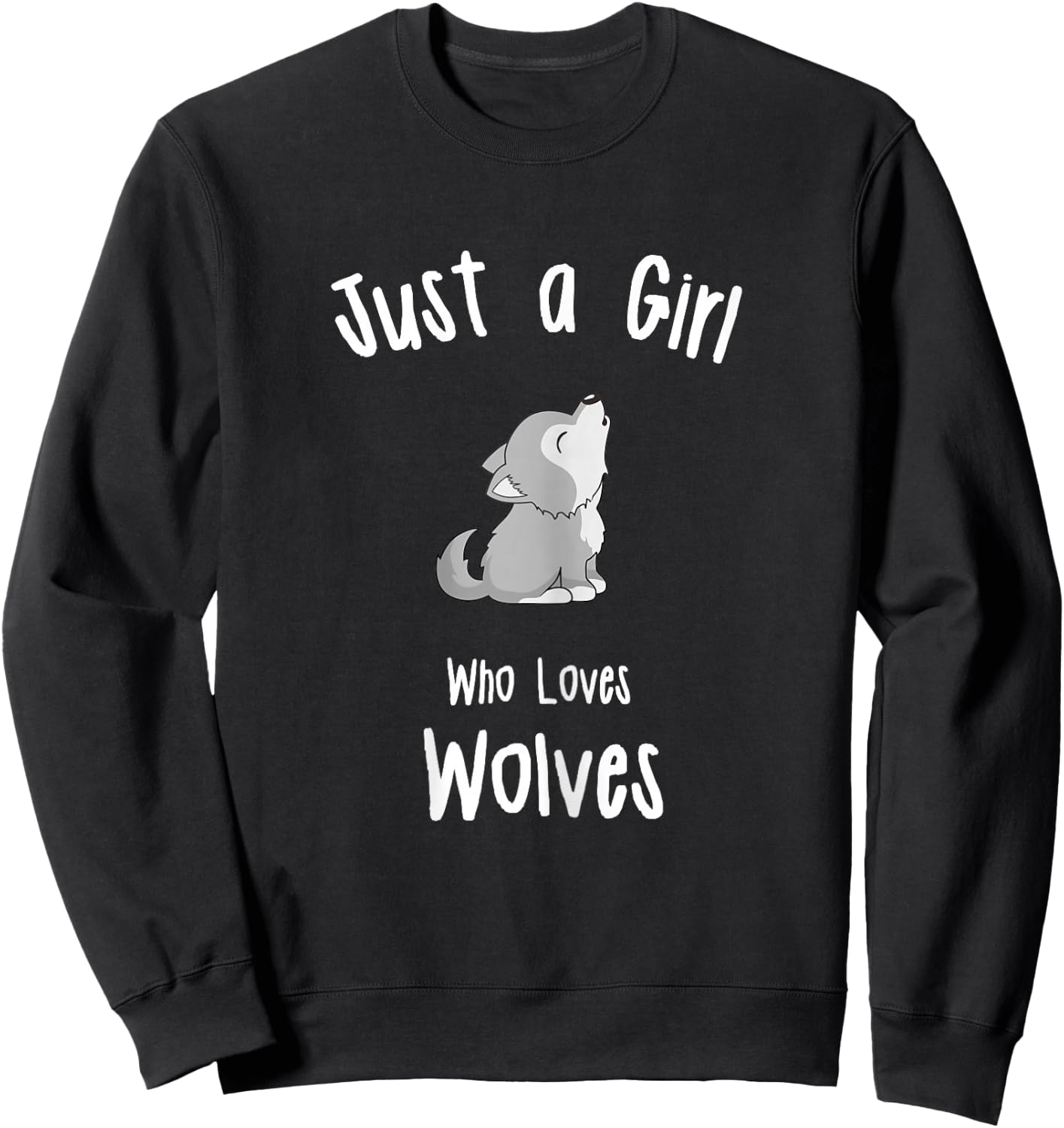 Wolf Shirt for Girls | Girls Wolf Sweatshirt - Sweatshirt | Black