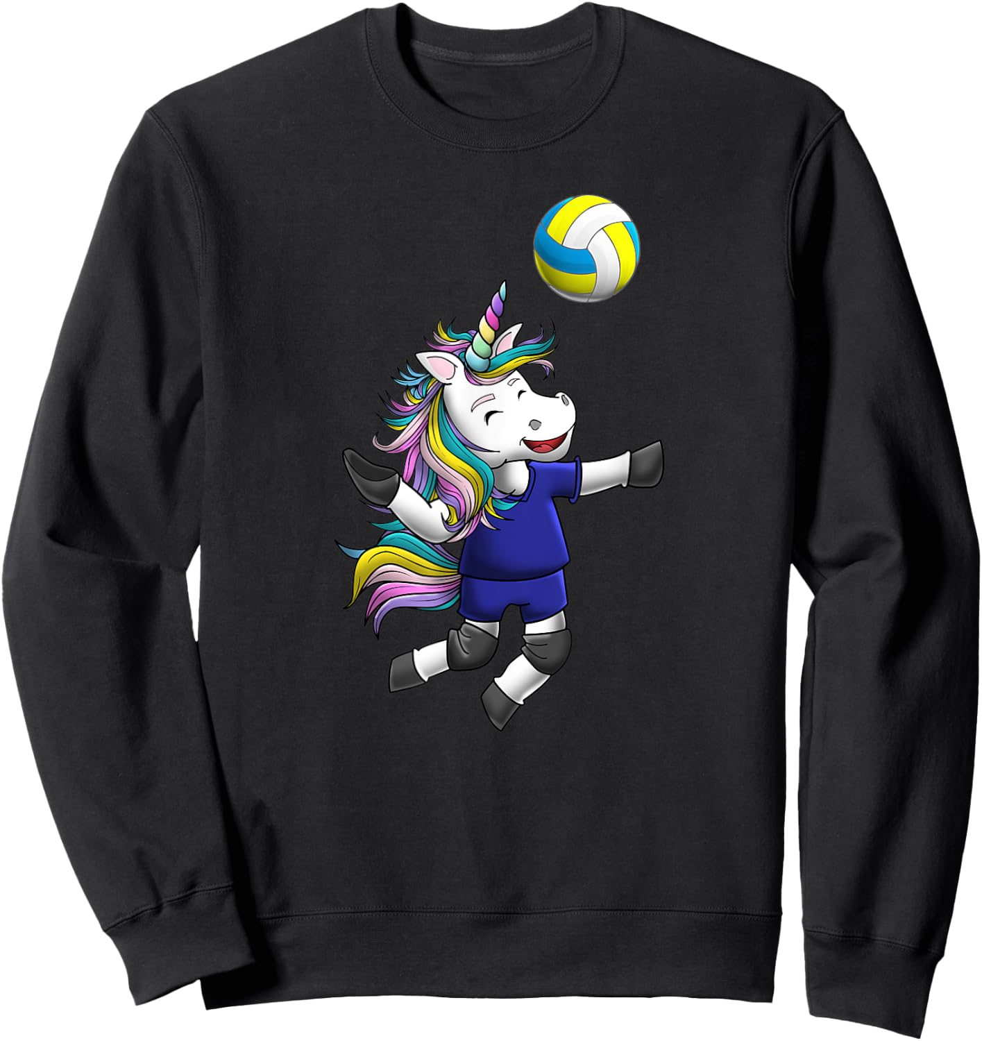 Girls Volleyball Shirt Unicorn Love Funny Magical Team Gift Sweatshirt - Sweatshirt | Black