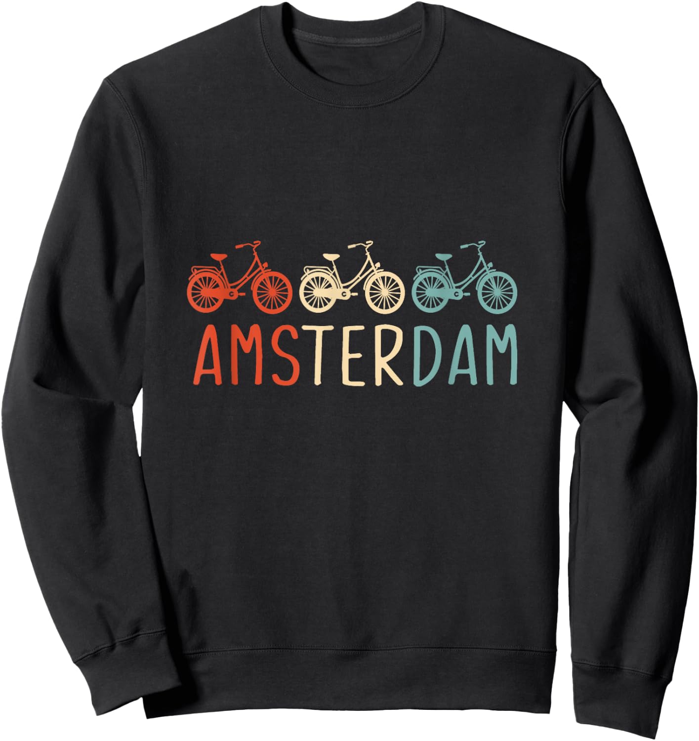 Netherlands Dutch City Town Gifts Amsterdam Bike Bicycle City Retro Cycling Gift Sweatshirt - Sweatshirt | Black
