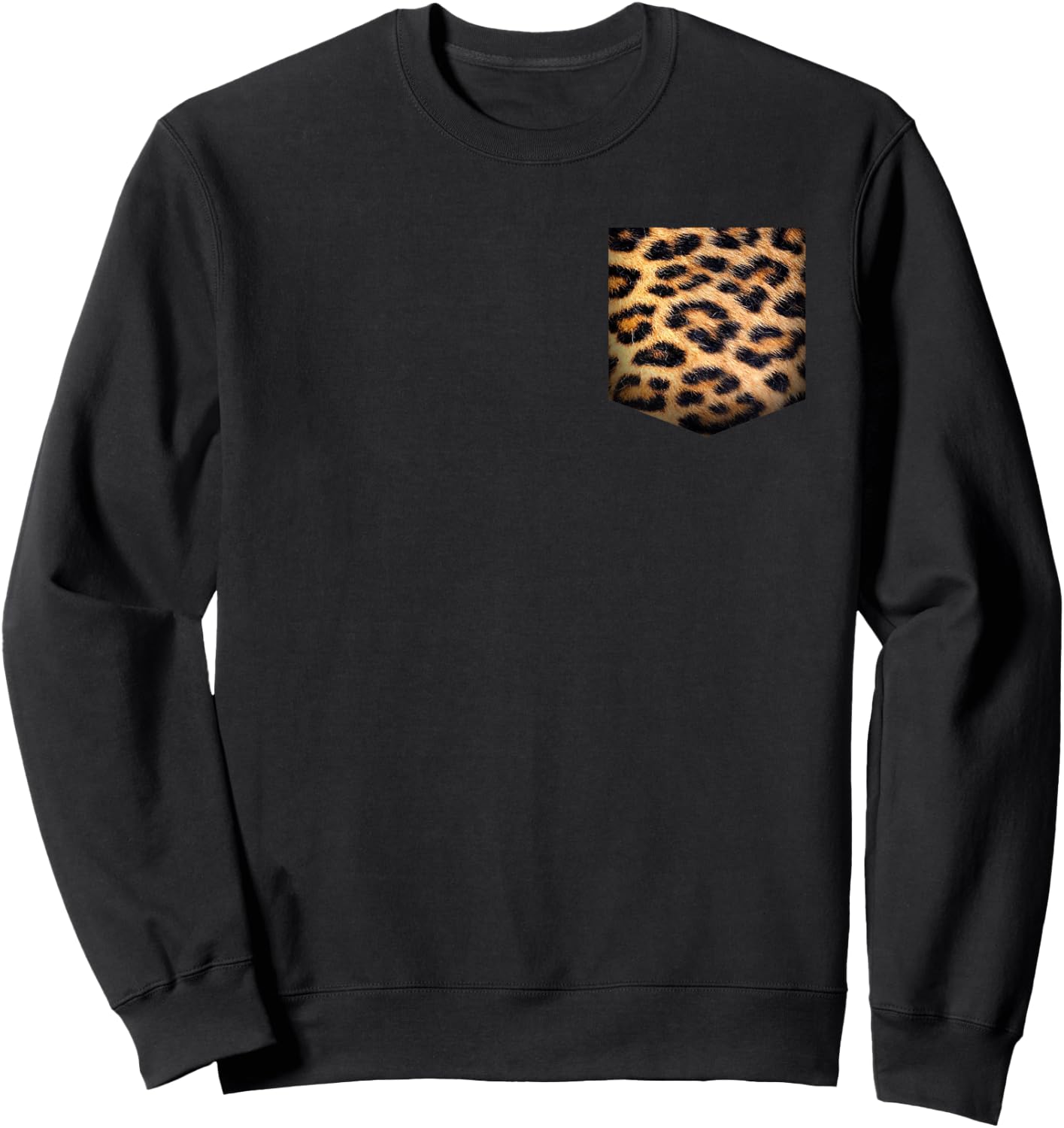 Leopard Print Pocket | Cool Animal Lover Cheetah Gift Sweatshirt - Sweatshirt | Black
