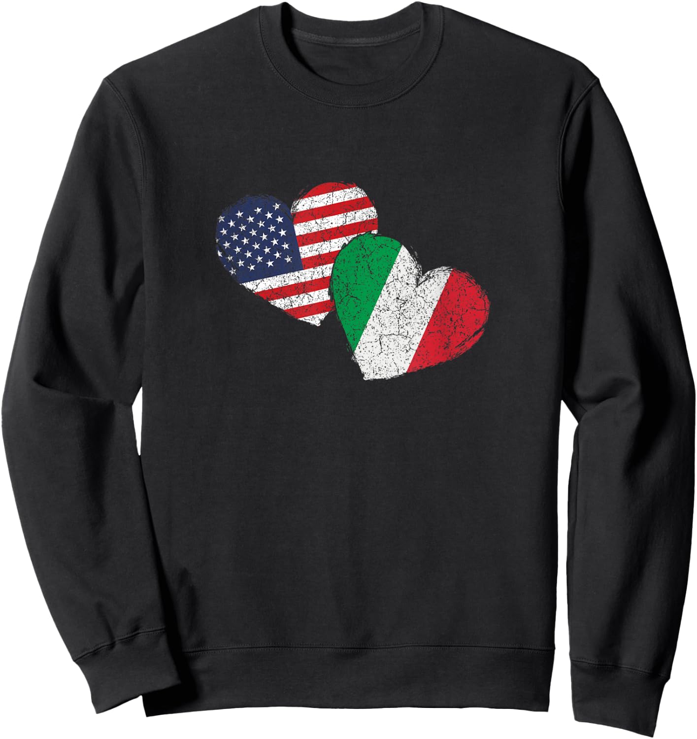 USA Italy Heart Country Flag American Italian Sweatshirt - Sweatshirt | Black
