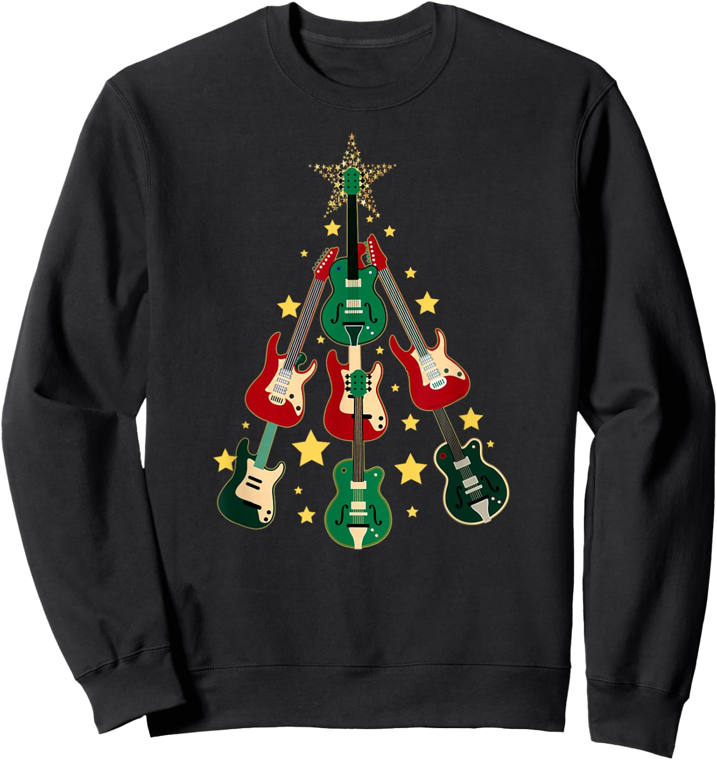 Cool Guitar Christmas Tree Guitar Lovers Christmas Tree Sweatshirt - Sweatshirt | Black