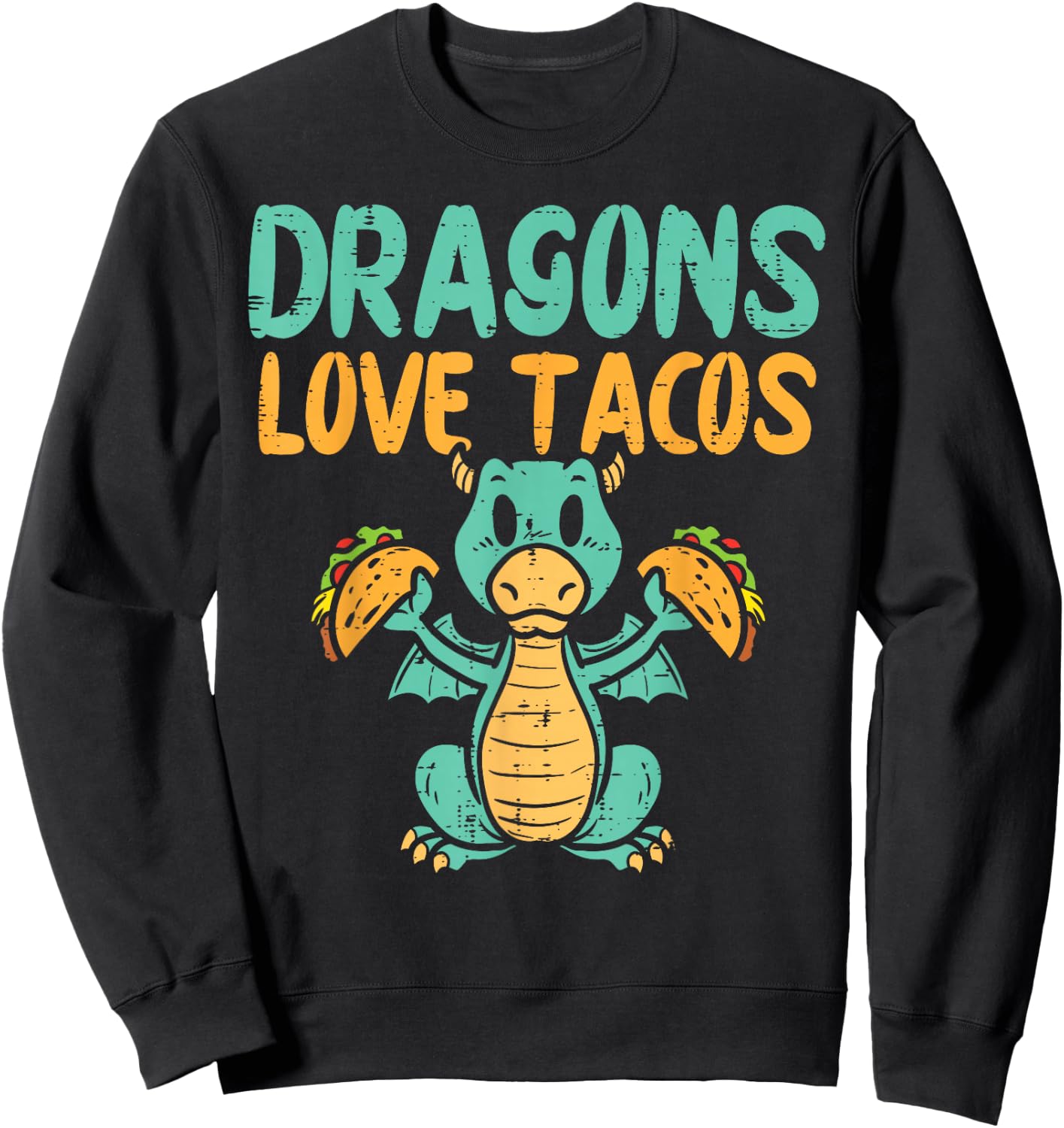 Dragons Love Tacos Cute Cinco De Mayo Mexican Food Kids Boys Sweatshirt - Sweatshirt | Black