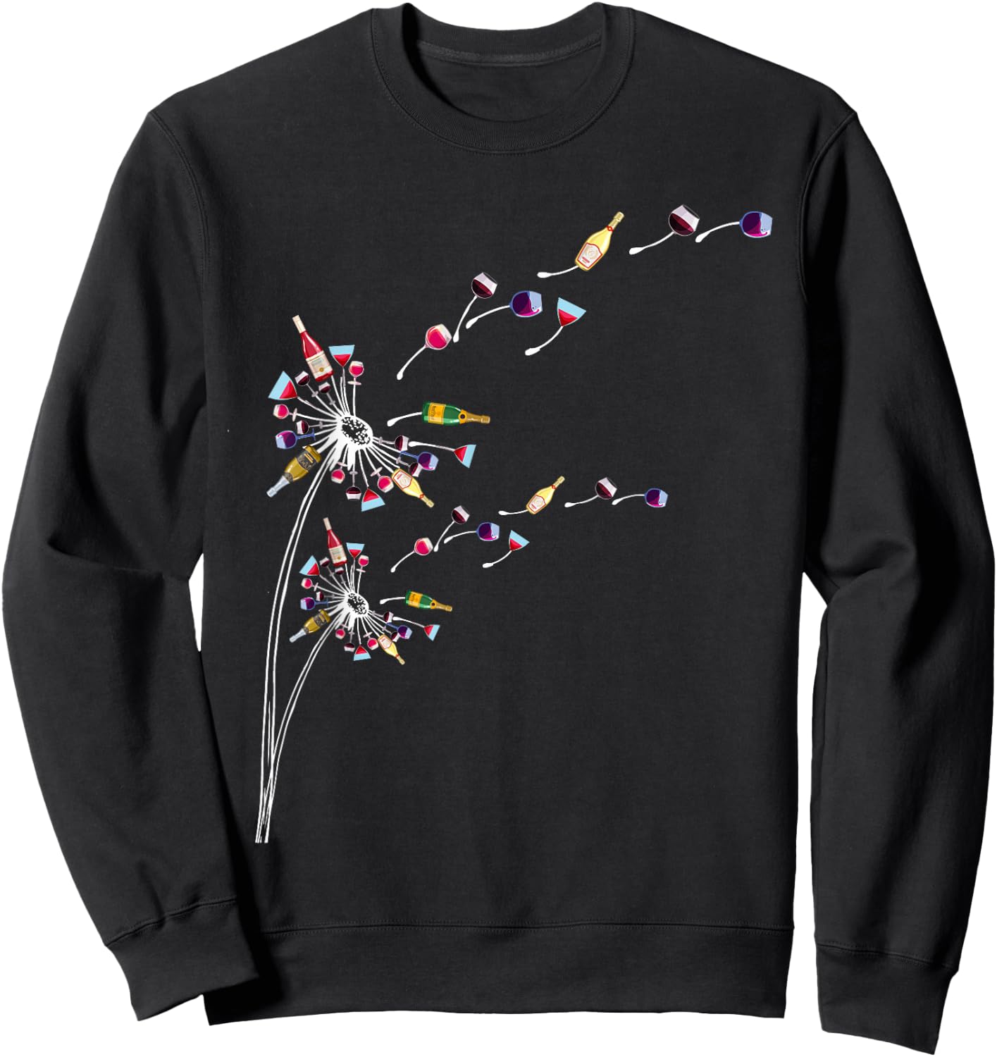 Wine Dandelion Drinking Wine Rosee Wine Lovers Rosee Wine Sweatshirt - Sweatshirt | Black