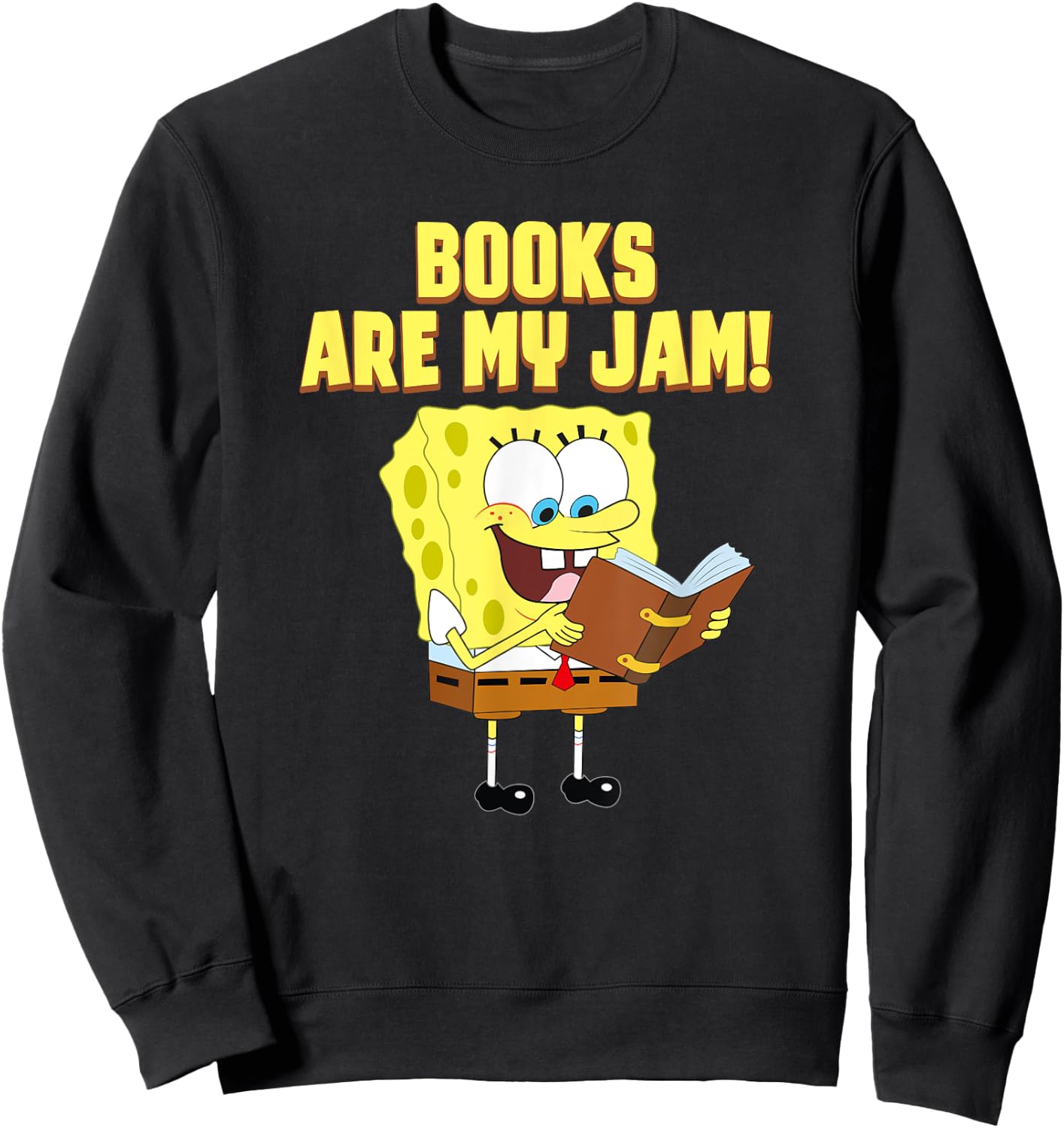 Mademark x SpongeBob SquarePants - SpongeBob Loves Reading - Books are My Jam Sweatshirt - Sweatshirt | Black