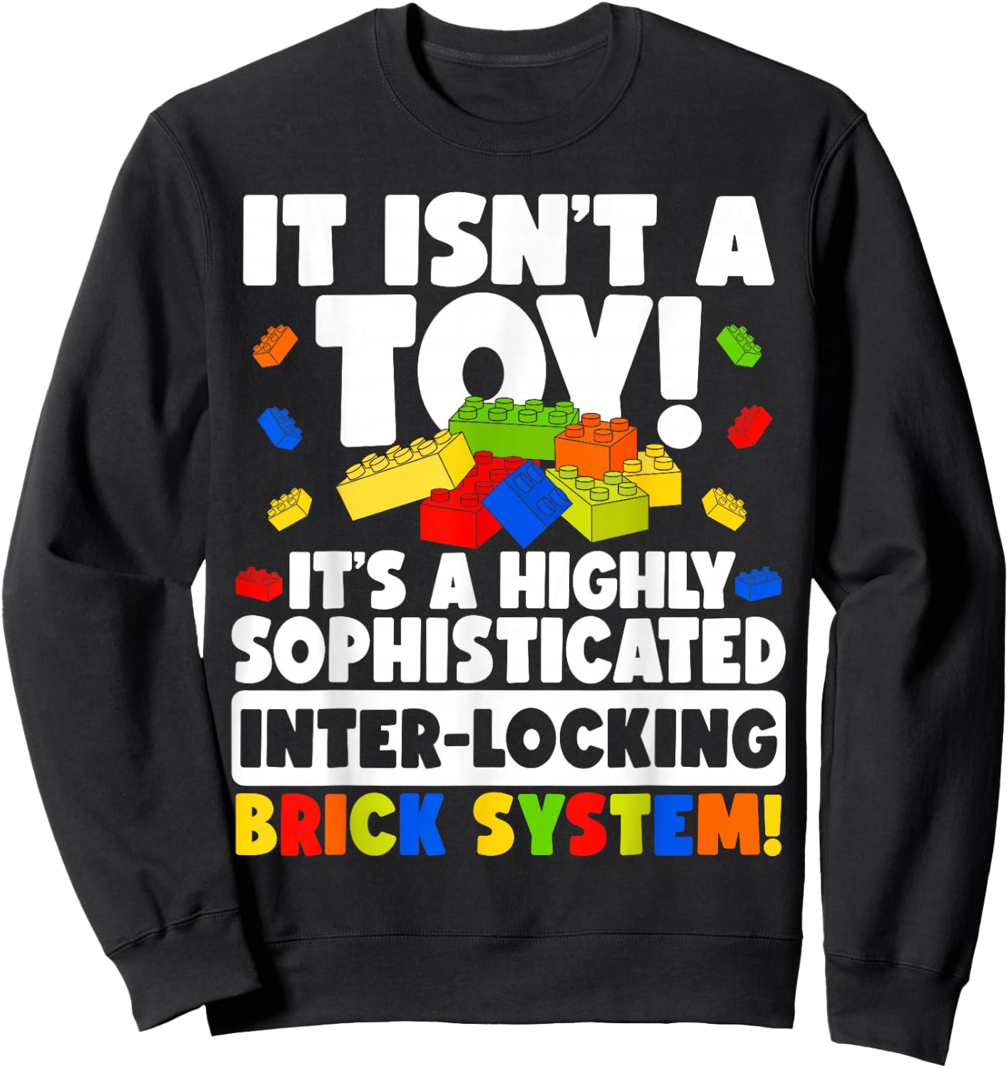 Master Builder Bricks Blocks Kids Boys Teens Men Sweatshirt - Sweatshirt | Black