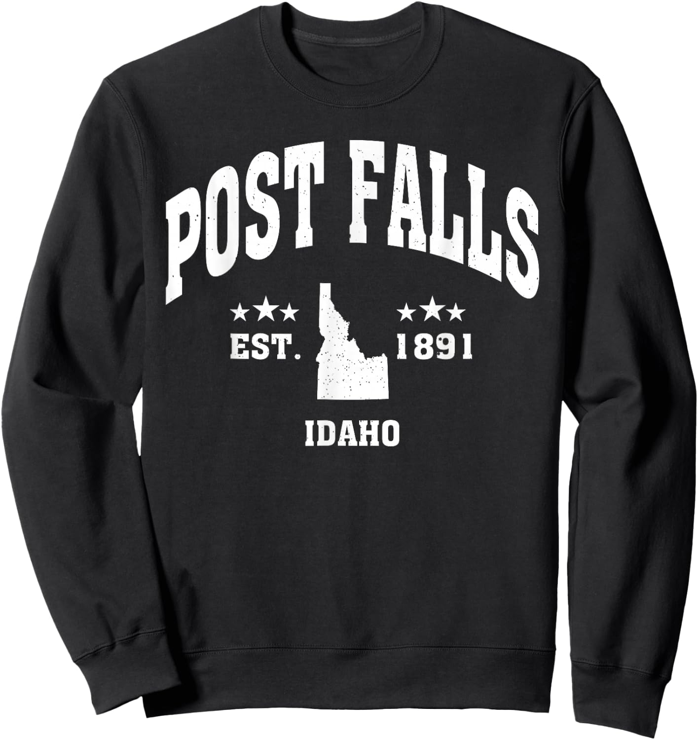 Retro Post Falls Idaho ID Throwback Athletic Sport Sweatshirt - Sweatshirt | Black