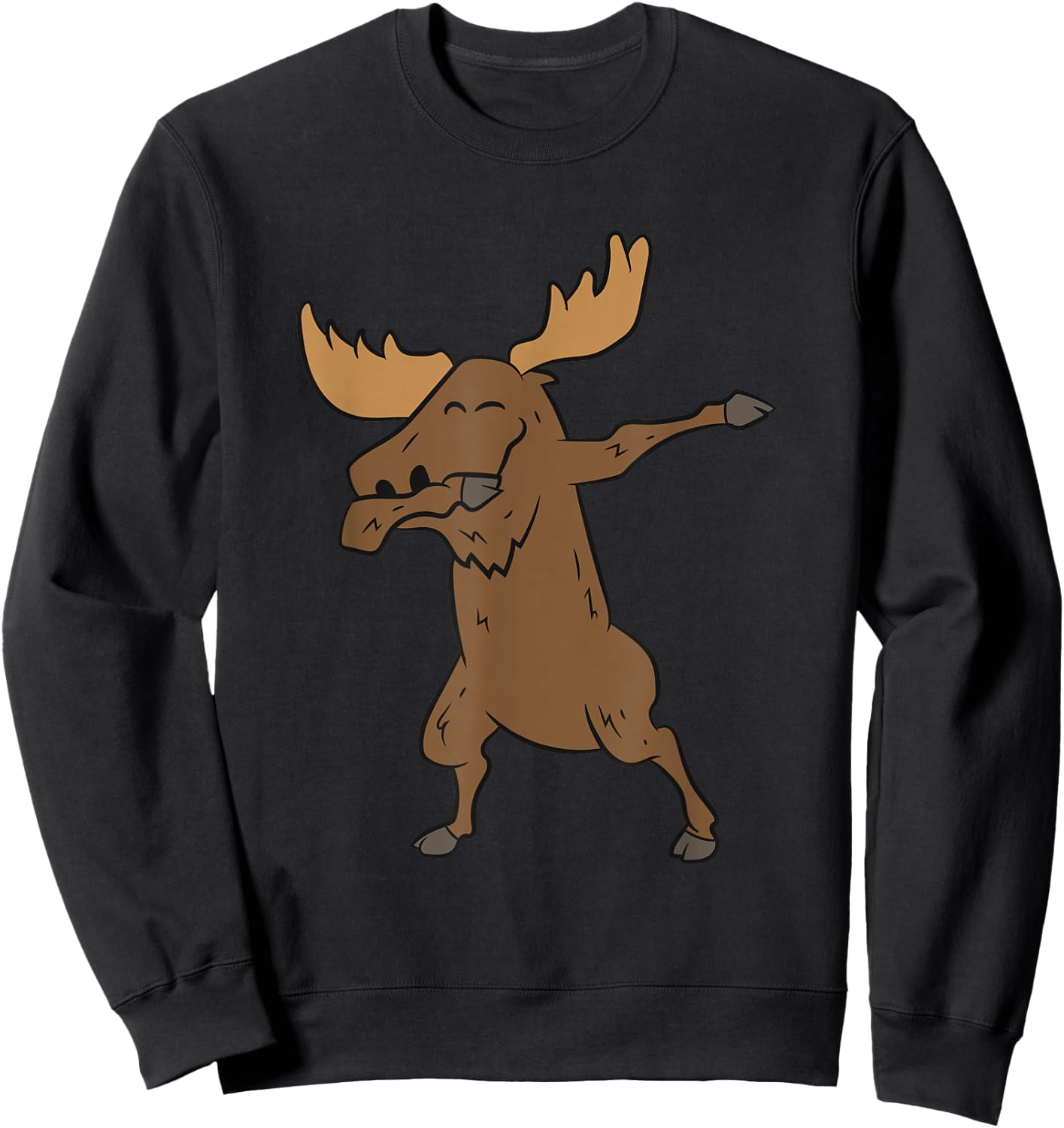 Dabbing Moose Cute Dancing Moose Sweatshirt - Sweatshirt | Black