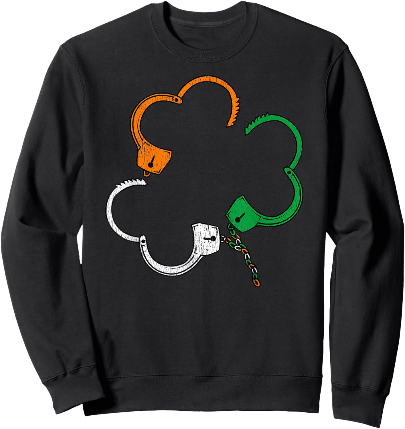 Shamrock Irish Handcuffs St. Patrick's Day 2020 Police Gift Sweatshirt - Sweatshirt | Black