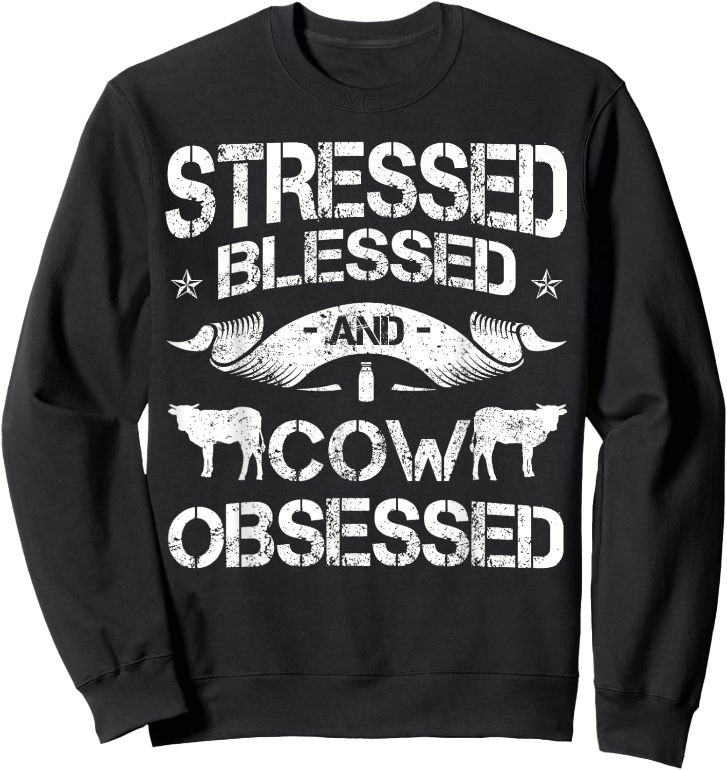 Cow Pattern Cattle Ranch Holstein Friesian Livestock Angus Sweatshirt - Sweatshirt | Black