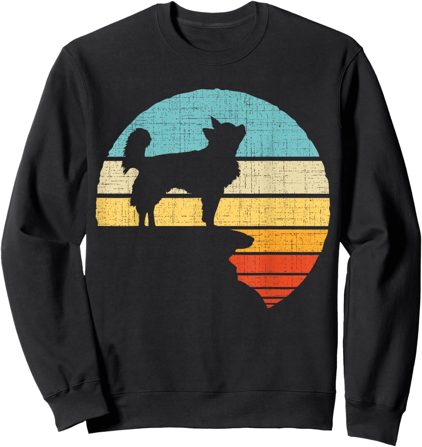 Long Haired Chihuahua Retro Vintage Dog Puppy Owner Men Women Kids Sweatshirt - Sweatshirt | Black