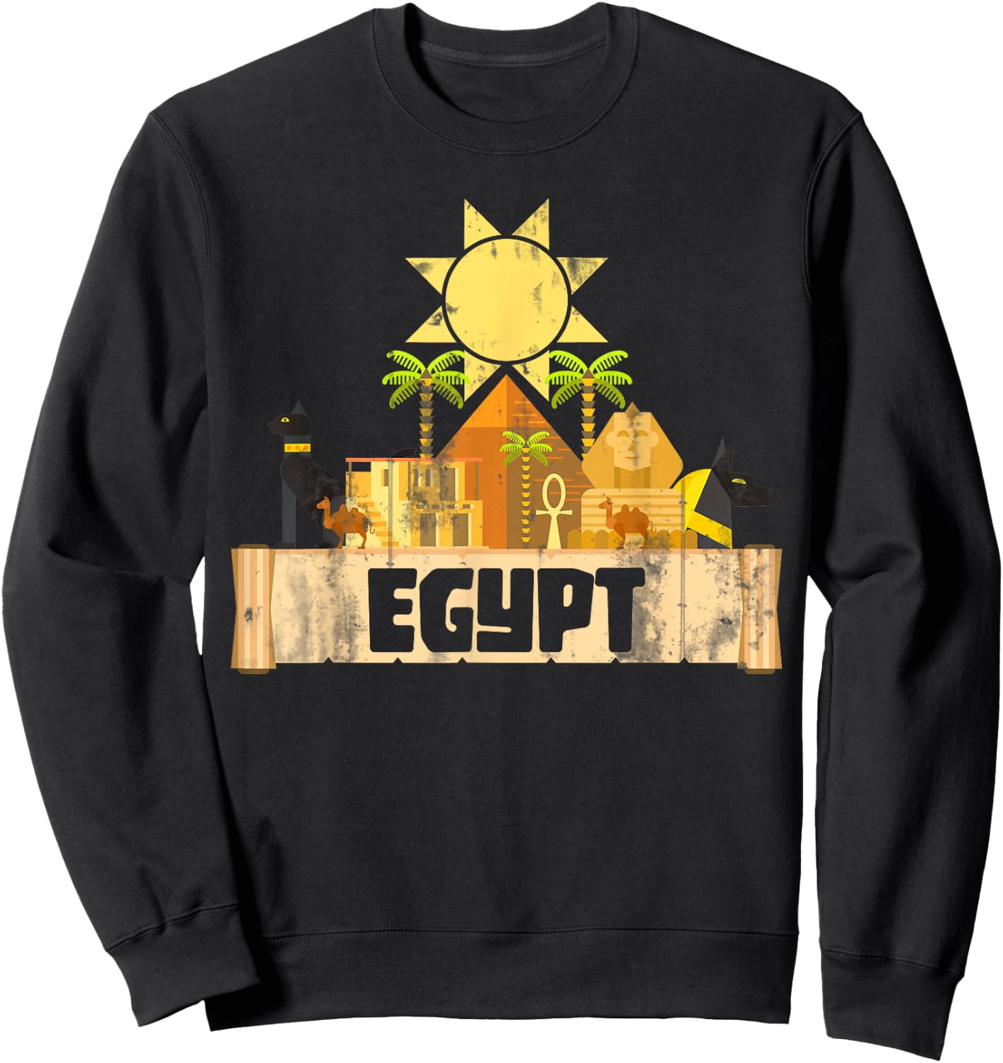 Egypt Egyptian Pyramids Gift Egypt Black Small Classic Fit Short Sleeve Graphic Sweatshirt - Sweatshirt | Black