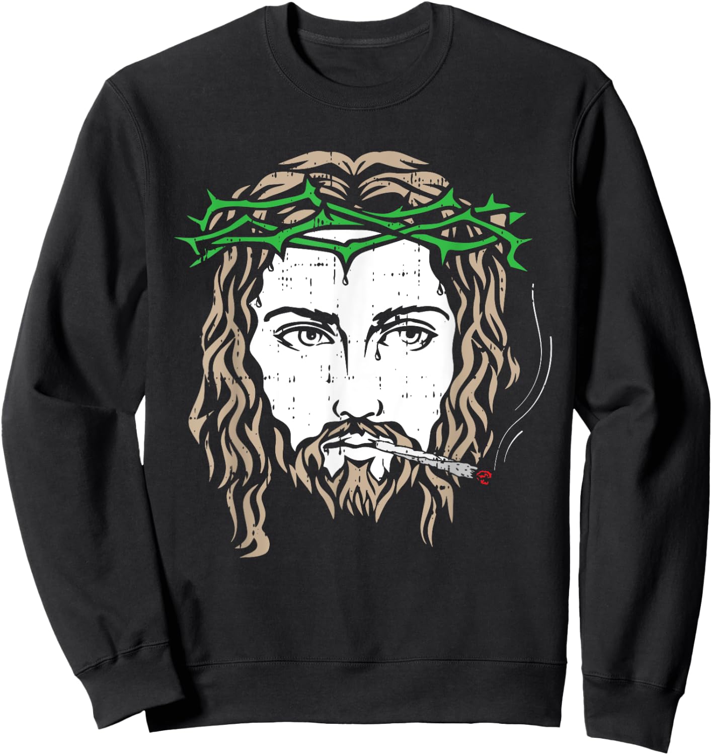 Jesus Smoking Joint Weed Blunt Christian Cool Stoner Gifts Sweatshirt - Sweatshirt | Black