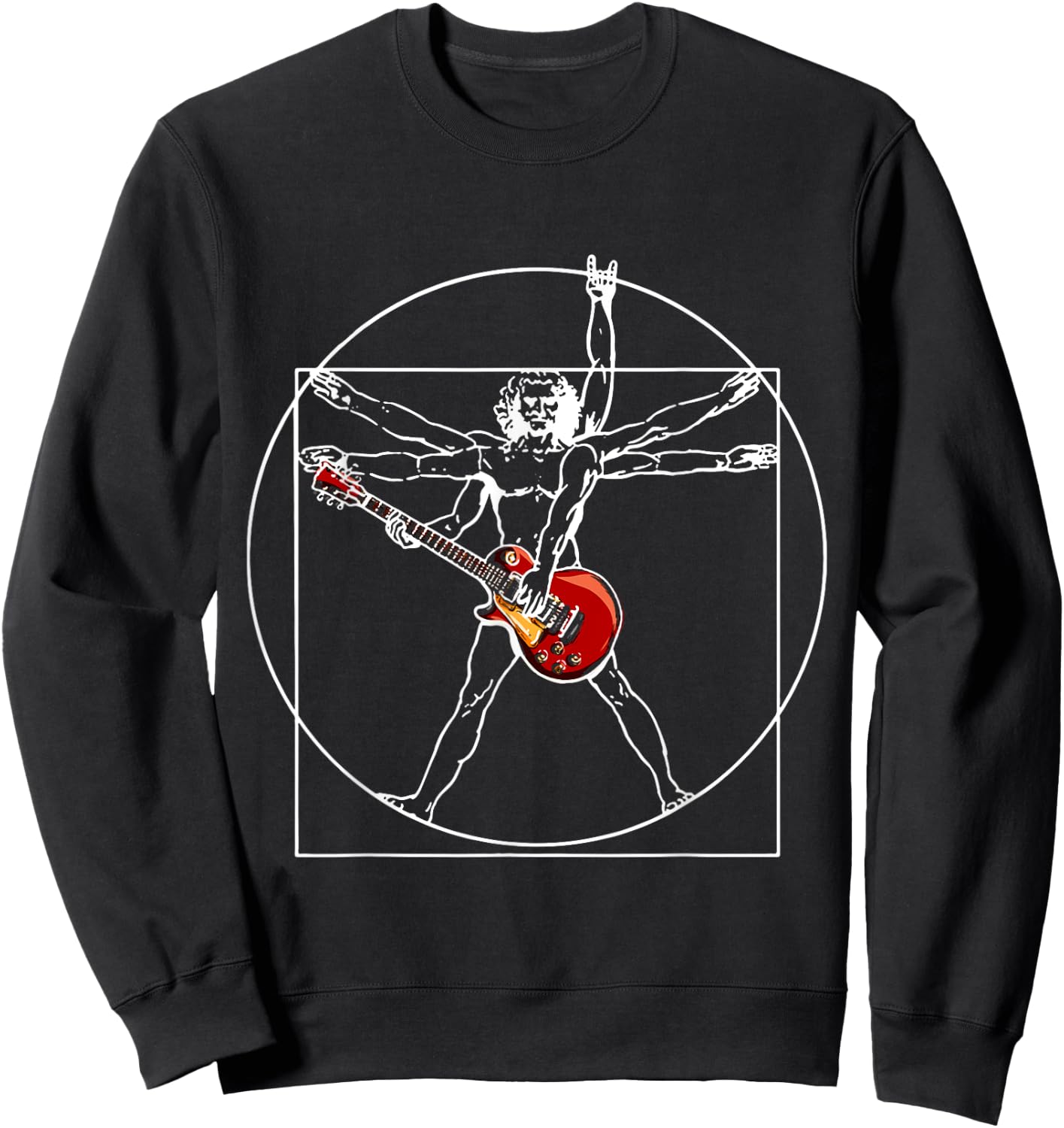 Electric guitar guitarist as Vitruvian man Sweatshirt - Sweatshirt | Black