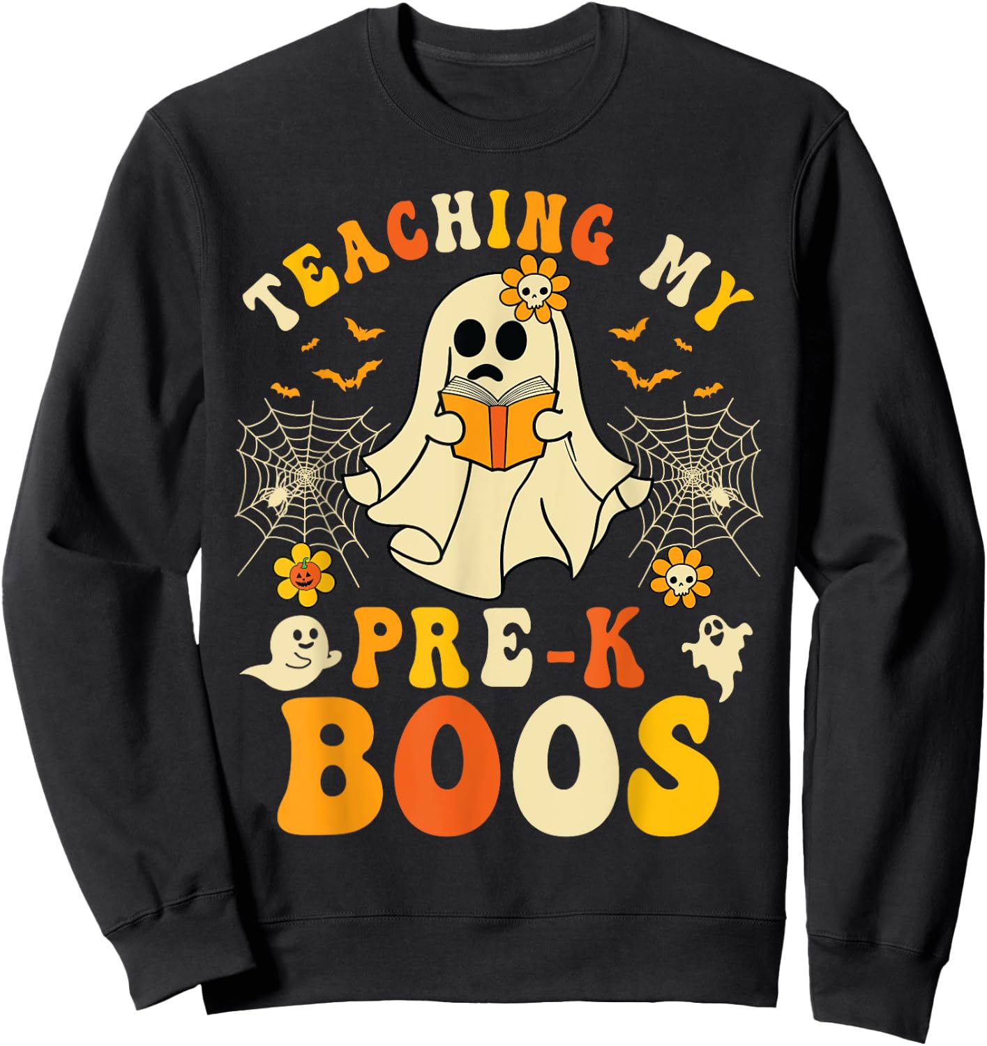 Teaching My Pre-K Boos Crew Teachers Halloween Ghost Sweatshirt - Sweatshirt | Black
