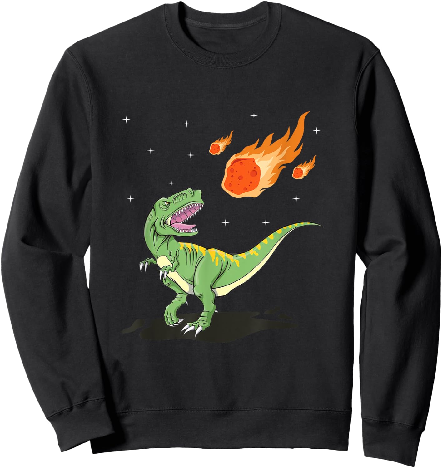 Dinosaur Meteorite Comet Meteor Shower Tyrannosaurus Sweatshirt - Sweatshirt | Black