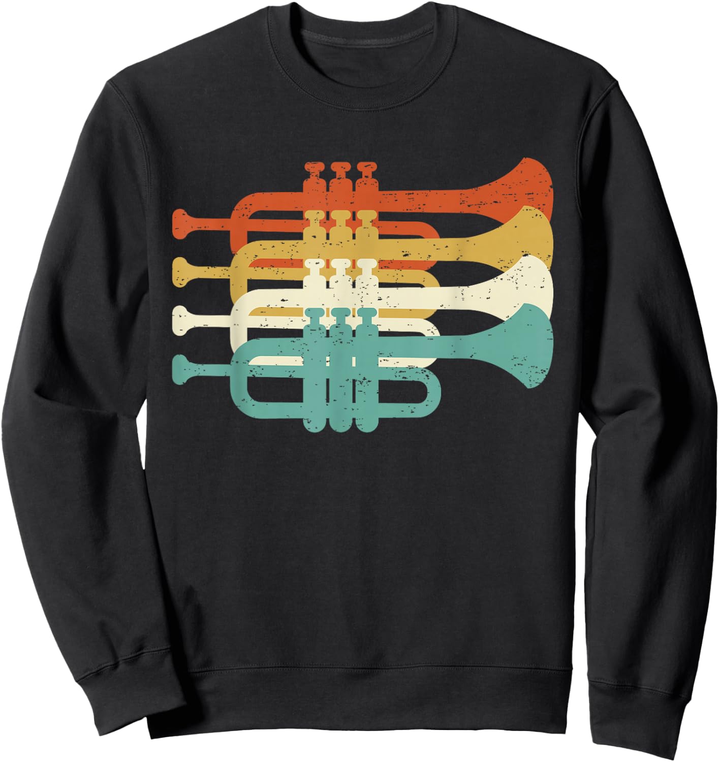 Vintage Marching Band Trumpet Player Retro Design Trumpeter Sweatshirt - Sweatshirt | Black