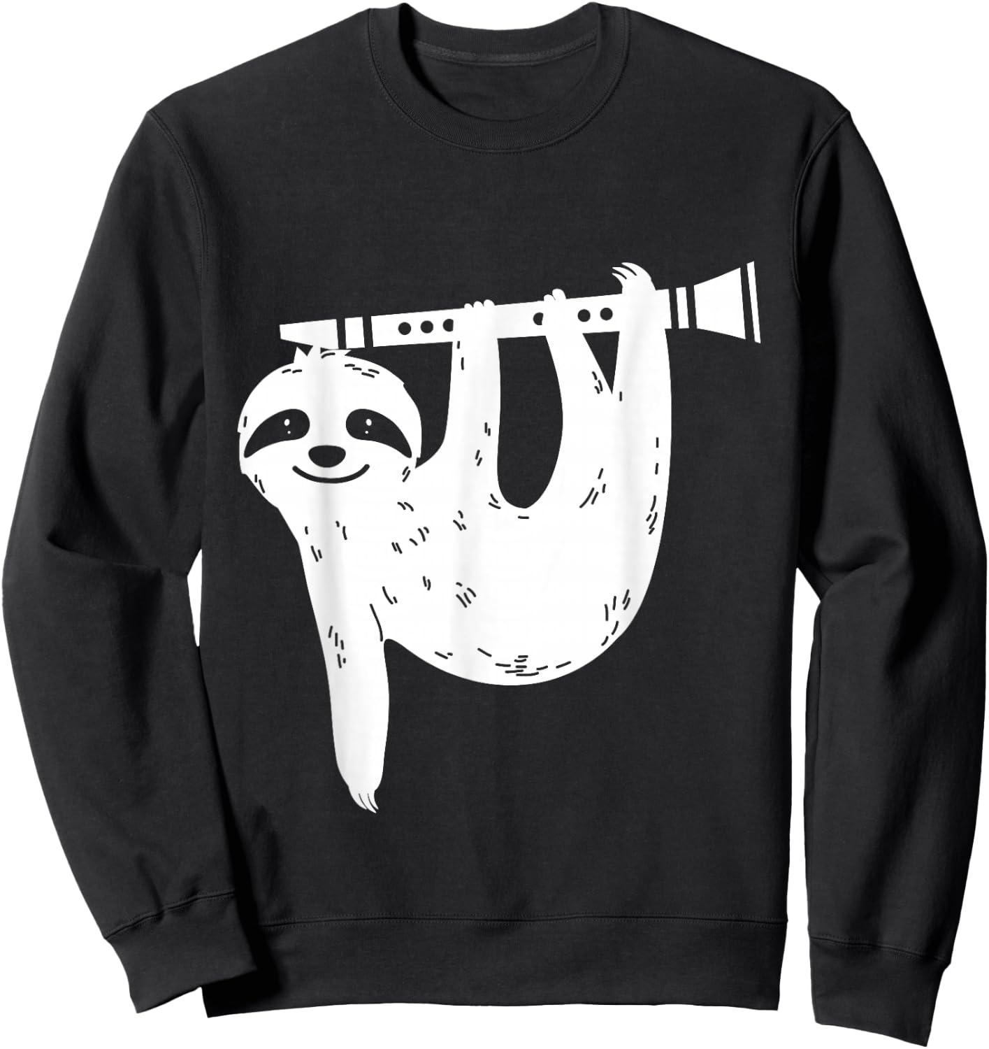 Sloth Musician Gift Clarinet Sweatshirt - Sweatshirt | Black